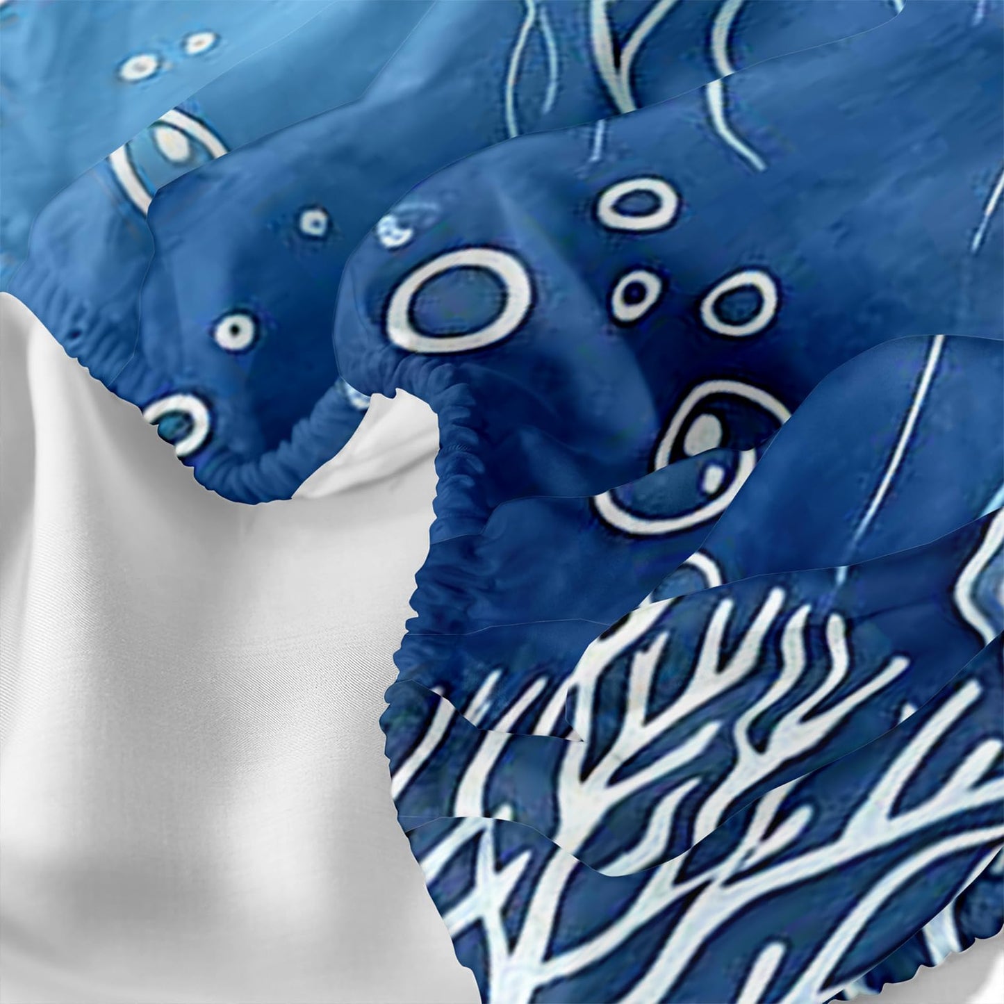 AILONEN Aqua Jellyfish Twin Fitted Sheet Set 3 Piece, White Coral Pattern with 2 Pillowcases, 16 Inch Deep Pocket, Kids Room