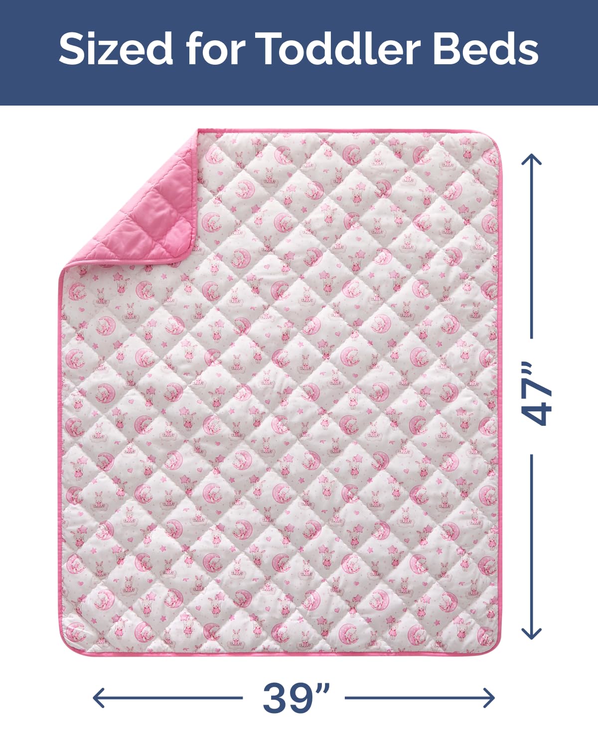 Bunny Toddler Comforter - Down Alternative Toddler Microfiber Comforter - Lightweight & Warm Baby Quilt Blanket - Soft & Breathable - Kids Duvet Insert for Crib & Stroller - Machine Washable - 39x47