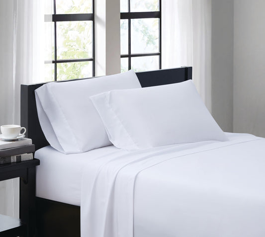 TRULY SOFT Everyday Sheet Set White Polyester 4-Piece King Sheet Set, Solid Color Themed, Adult Bedding, Oeko-TEX Certified