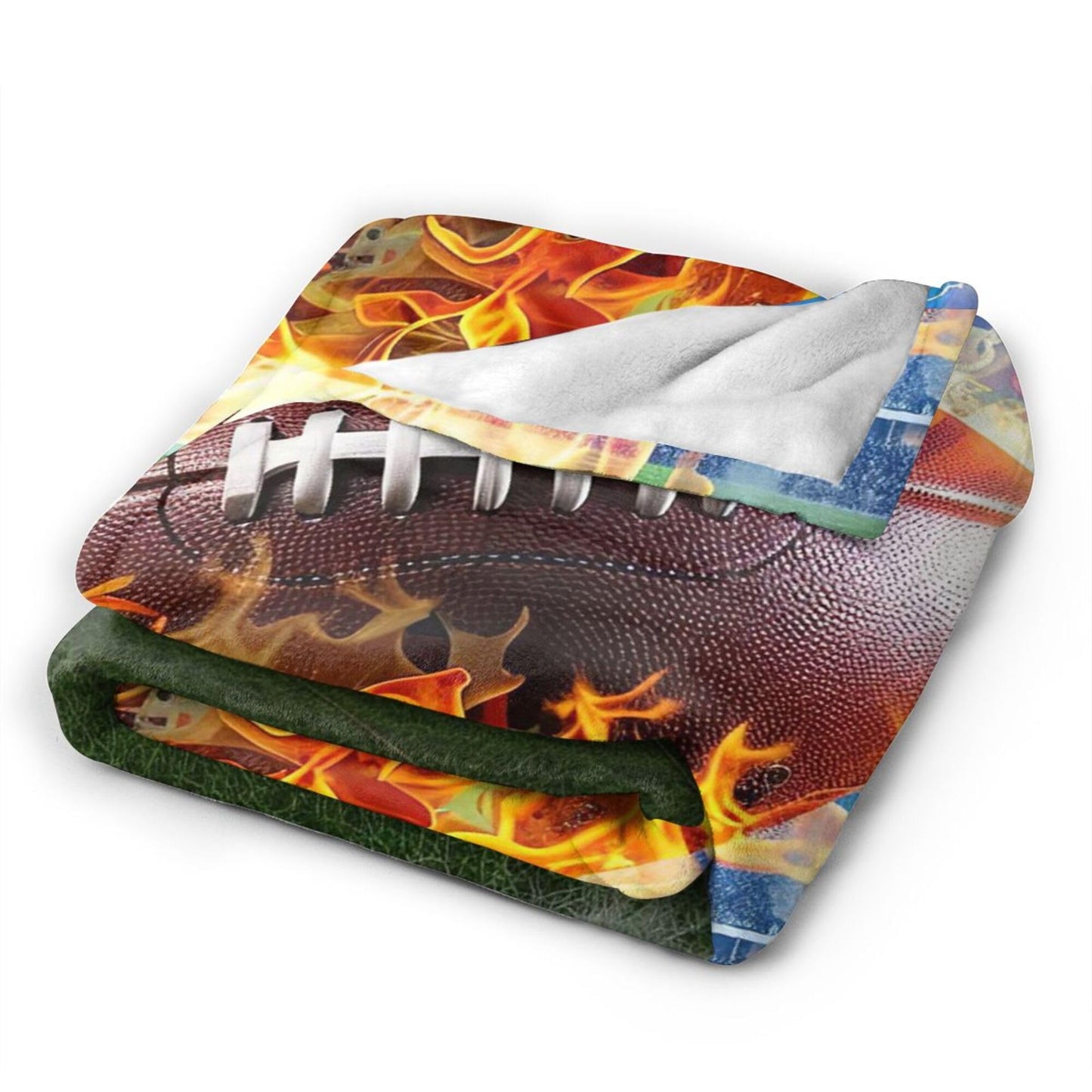 Football Blanket for Kids Adults, Super Soft Funny Cool Fire Blue Field Football Sport Throw Blanket Gifts for Kids Boys Girls Men Women, Warm Cozy Fuzzy Plush Fleece Flannel Blankets 50"x40"