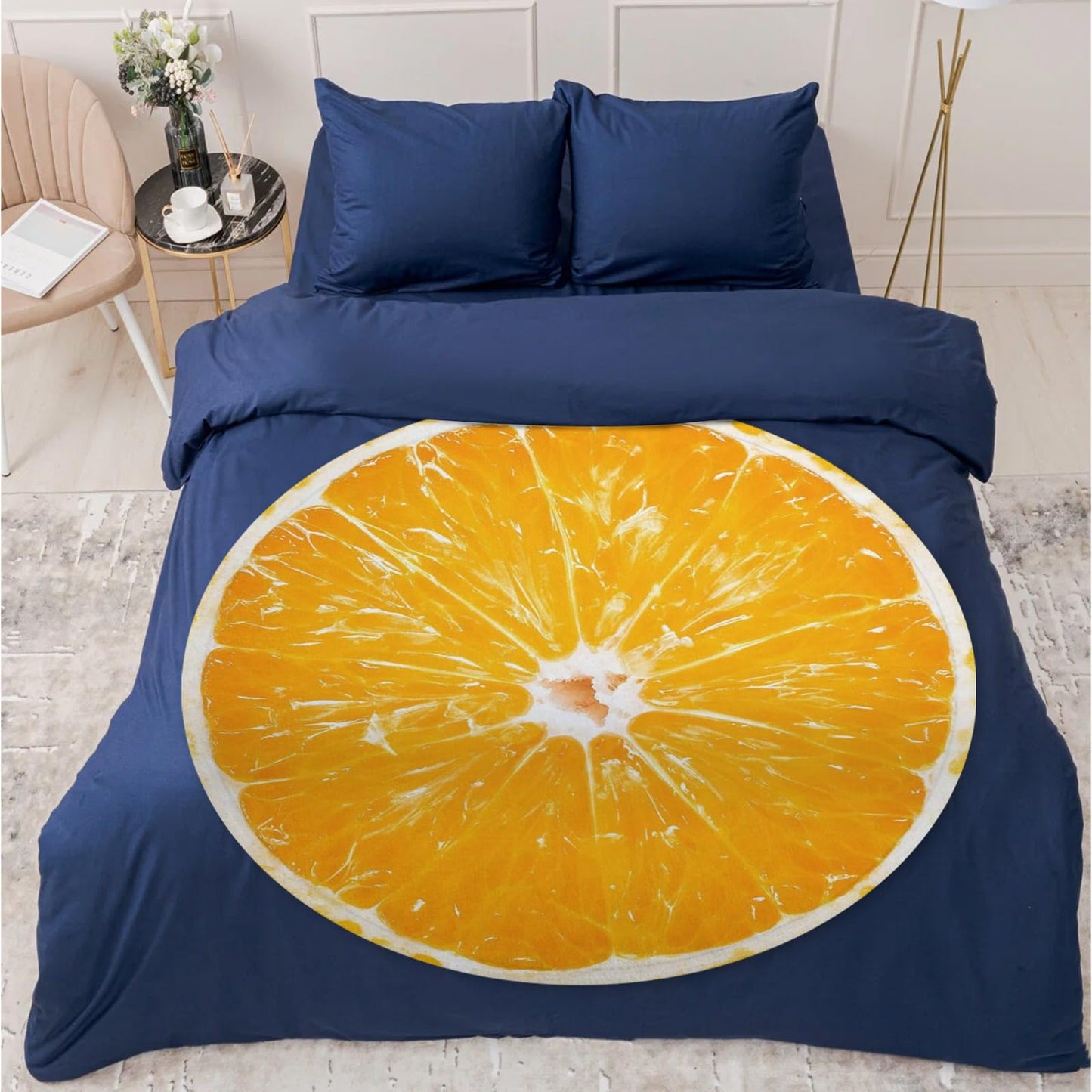 ARESD Food Throw Blanket Orange, Realistic Funny Orange Blanket for Adults and Kids, Ronud Novelty Fruits Printed Blanket for Couch,Sofa,Bed, Fun Comfy Cozy Gifts for Boys,Girls 59 Inches