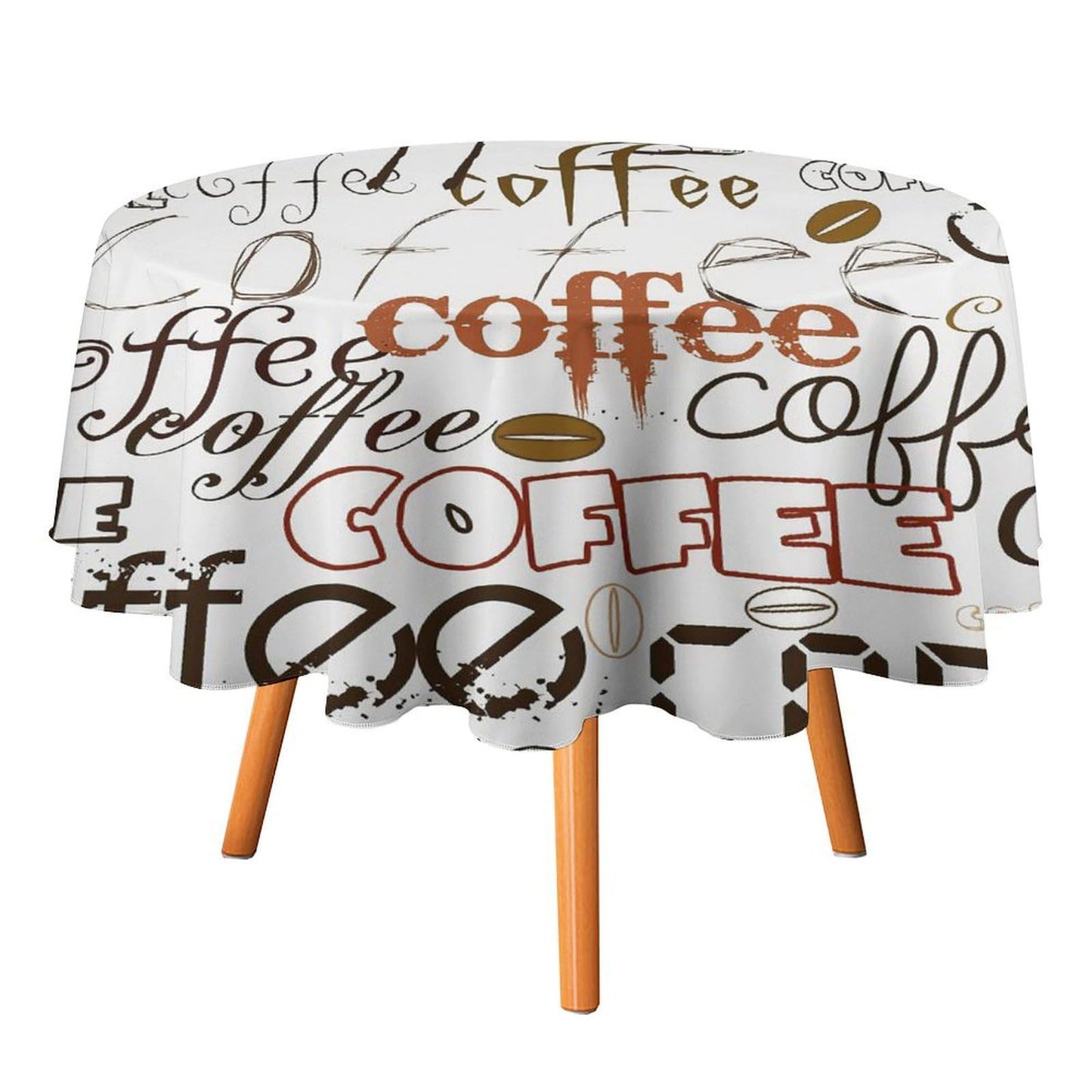 GoDazzling Coffee Kitchen Round Tablecloth, Coffee Theme Farmhouse Cafe Modern Tablecloth for Home Party Dining Room Kitchen Decor 36Inch(90cm)
