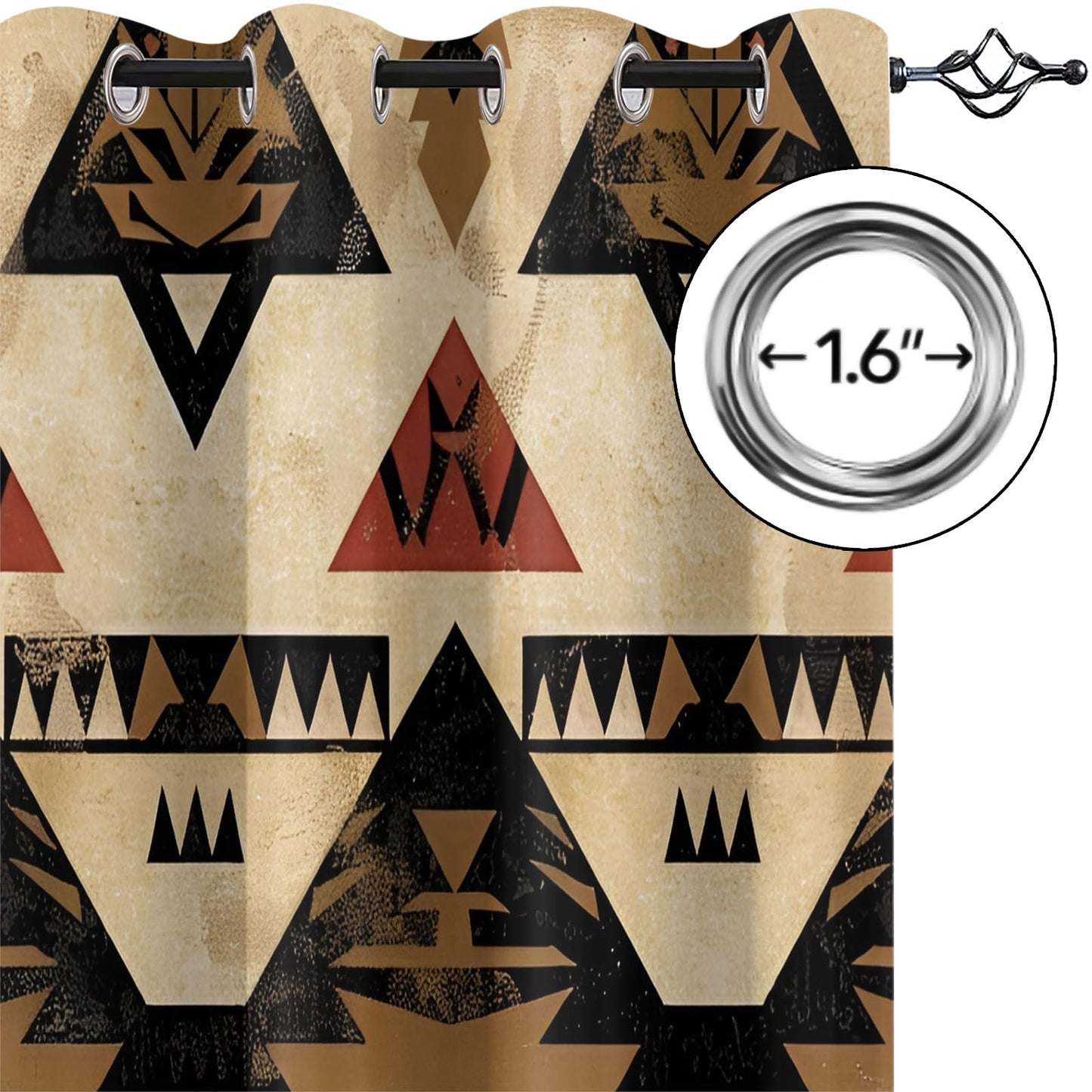 Southwestern Ethnic Blackout Curtains, Aztec Curtains for Living Room, Native American Navajo Black Out Bedroom Curtain Thermal Insulated Grommet Drapes 2 Panels, for Boys Room 31.5"W x 63"L x2