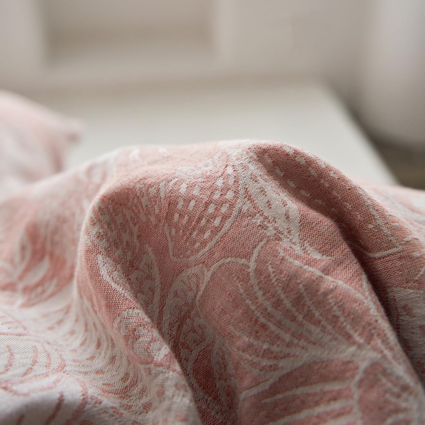 mixinni Duvet Cover King, Premium Cotton Double-Layer Yarn Pink Floral Jacquard Comforter Cover with Edge Design, Farmhouse Bedding Set with 2 Pillowcases Perfect for Him and Her-King Size