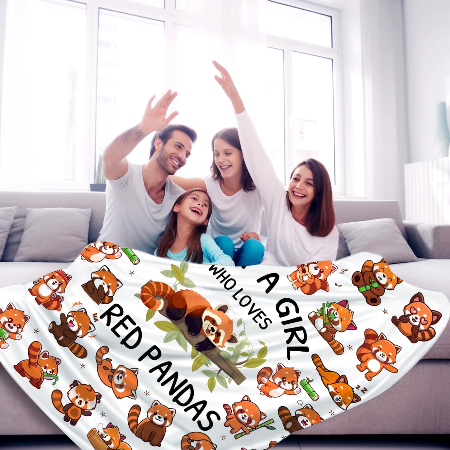Red Panda Blanket Plush Gifts Just A Girl Who Loves Red Panda Blankets Ultra Soft Cozy Flannel Throw Blankets Bedding for Kids Girls Adults Women Gifts 50" x40