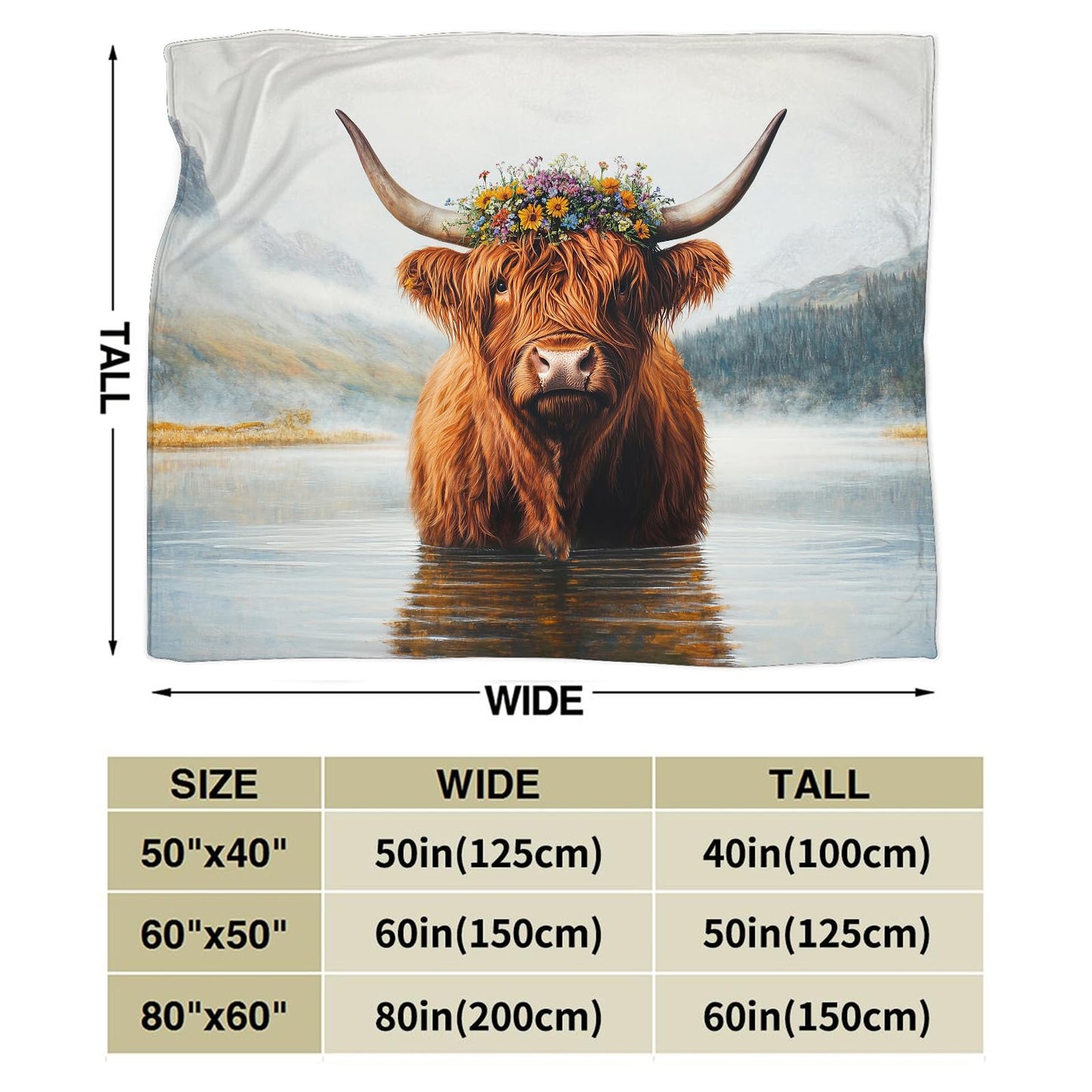 Highland Cow Blanket for Women, Highland Cow Fleece Blanket Gifts for Boys Girls, Warm Cozy Soft Flannel Stuff for Bed Sofa Couch 50" x 40"