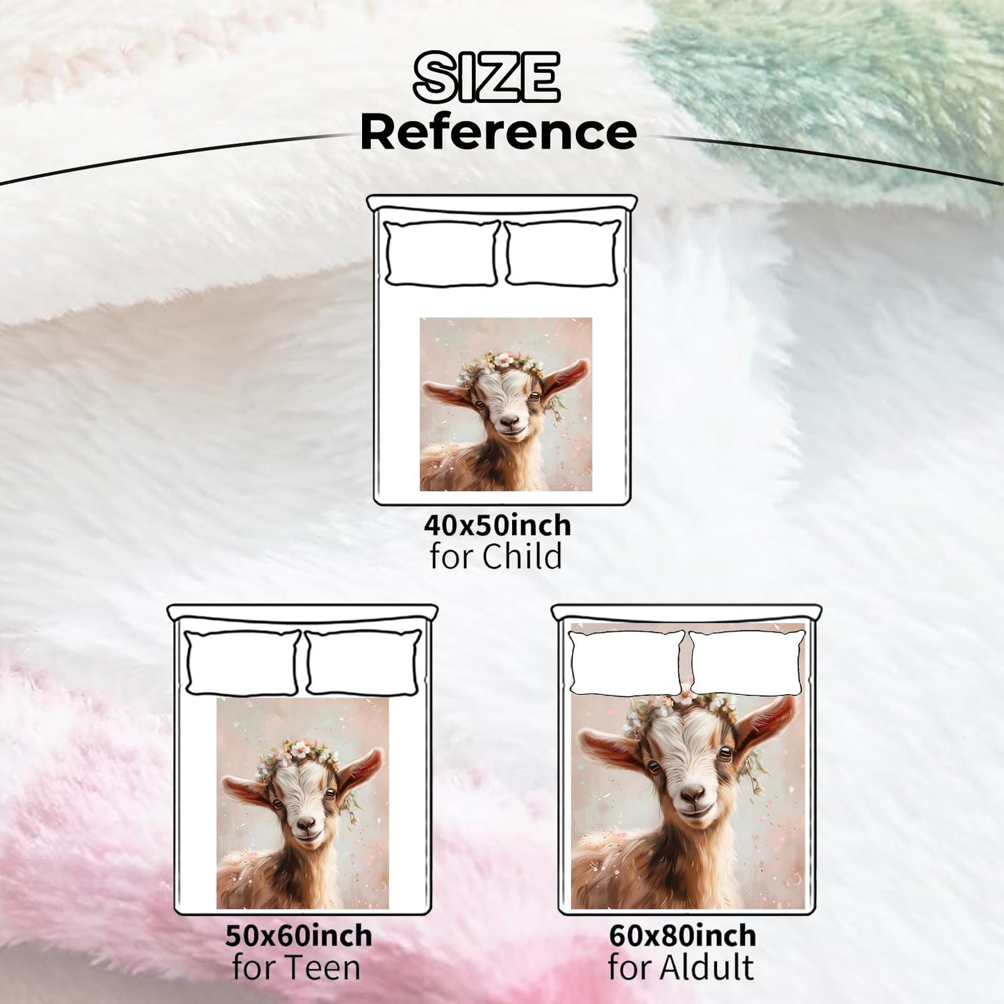 amepay Charming Goat with Floral Crown Blanket Soft & Cozy Flannel Fleece Throw Blankets - Lightweight & Warm for Couch, Bed, Travel, Outdoor Comfort 60x50 inch