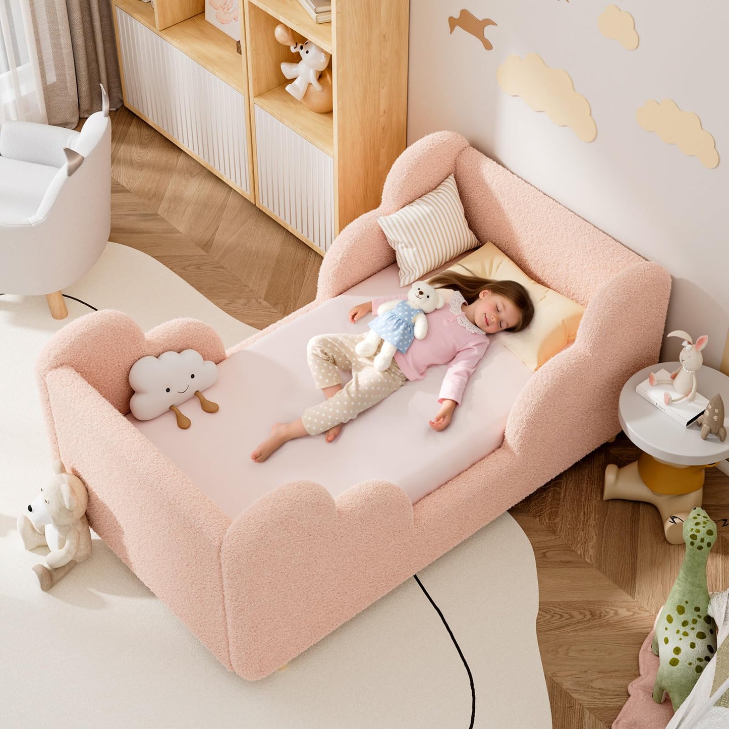 NAIZEA Toddler Bed - Toddler Floor Bed, Kid Bed Frame, Standard Crib Size Kids Beds Up to 3 Years Girls and Boys, Montessori Floor Beds(No Mattress)
