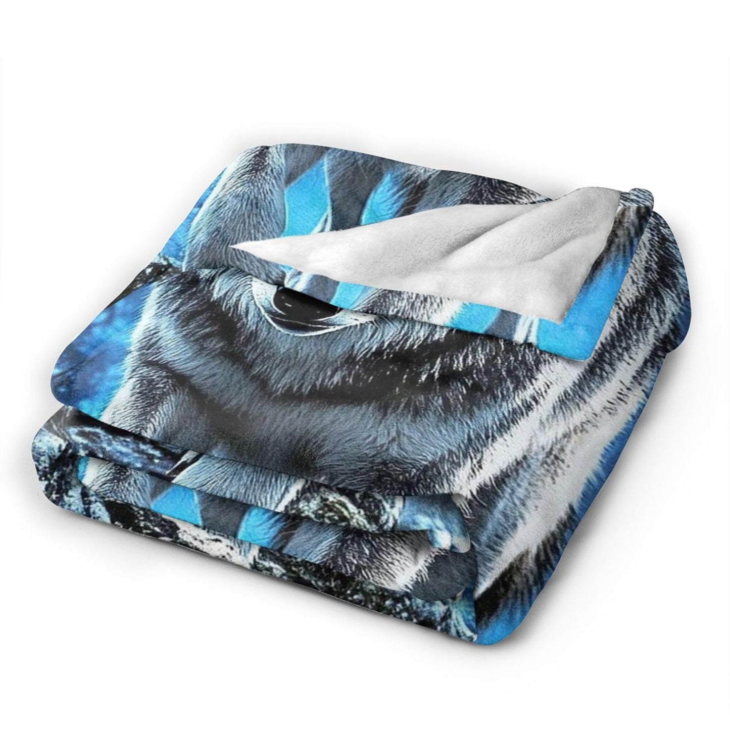 Wolf Blanket for Men Women, Super Soft Cool Blue Forest Animal Majestic Wolf Stuff Blanket Gifts for Wildlife Lovers Adults Kids Girls Boys, Warm Cozy Fuzzy Plush Fleece Flannel Throw Blankets 50"x40"
