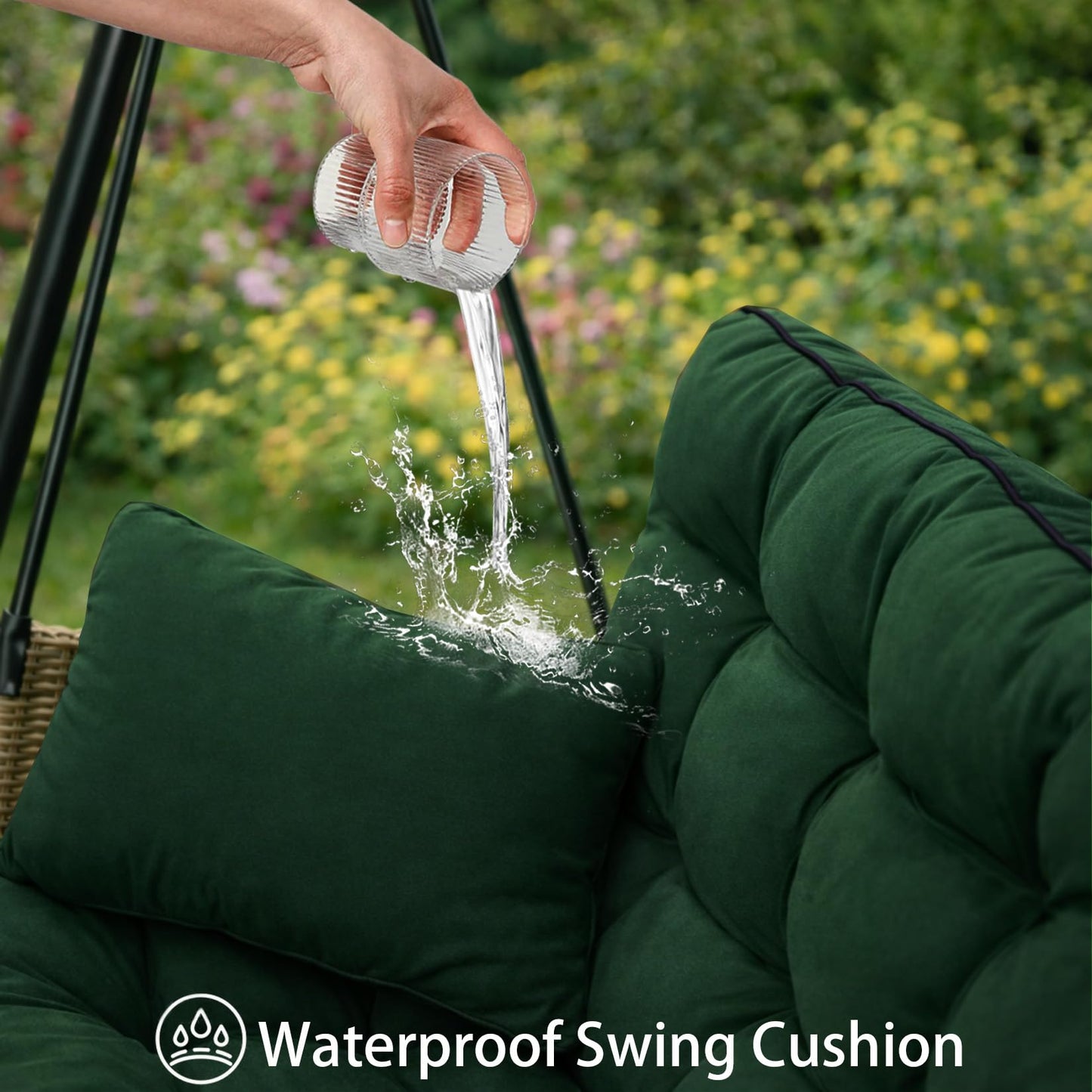 Kerkrot Porch Swing Cushions, Waterproof & Fade Resistant Outdoor Swing Cushion 55 Inch, Swing Cushions 3 Seater Replacement for Outdoor Furniture, Patio, Garden (Green, 55 x 40 inch)