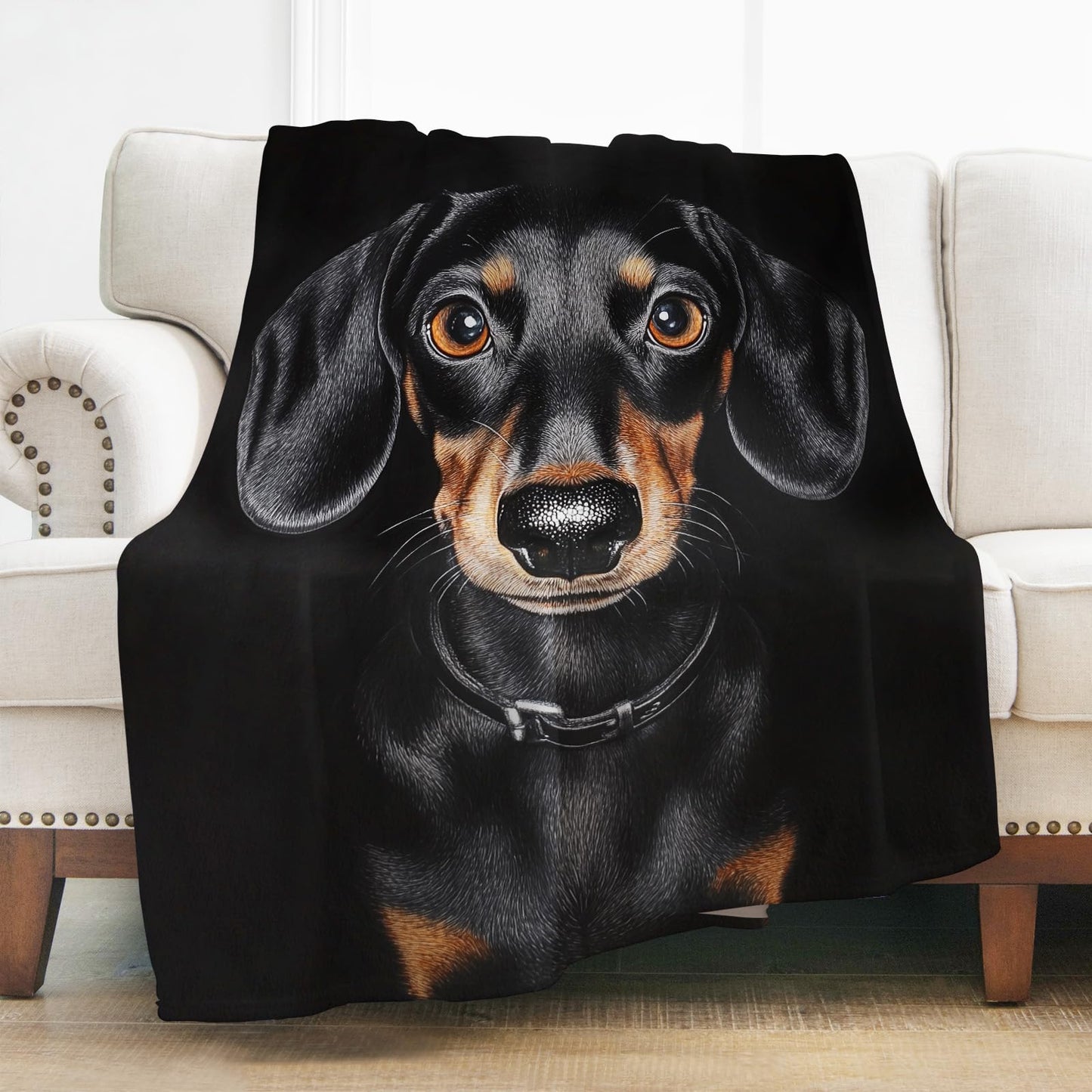 Dachshund Gifts for Women, 60"x50" Black Dachshund Blanket Gifts for Kids, Weiner Dog Gifts for Women Dachshunds Lovers Birthday, Soft Flannel Weiner Dog Decor Throw Blanket for Couch