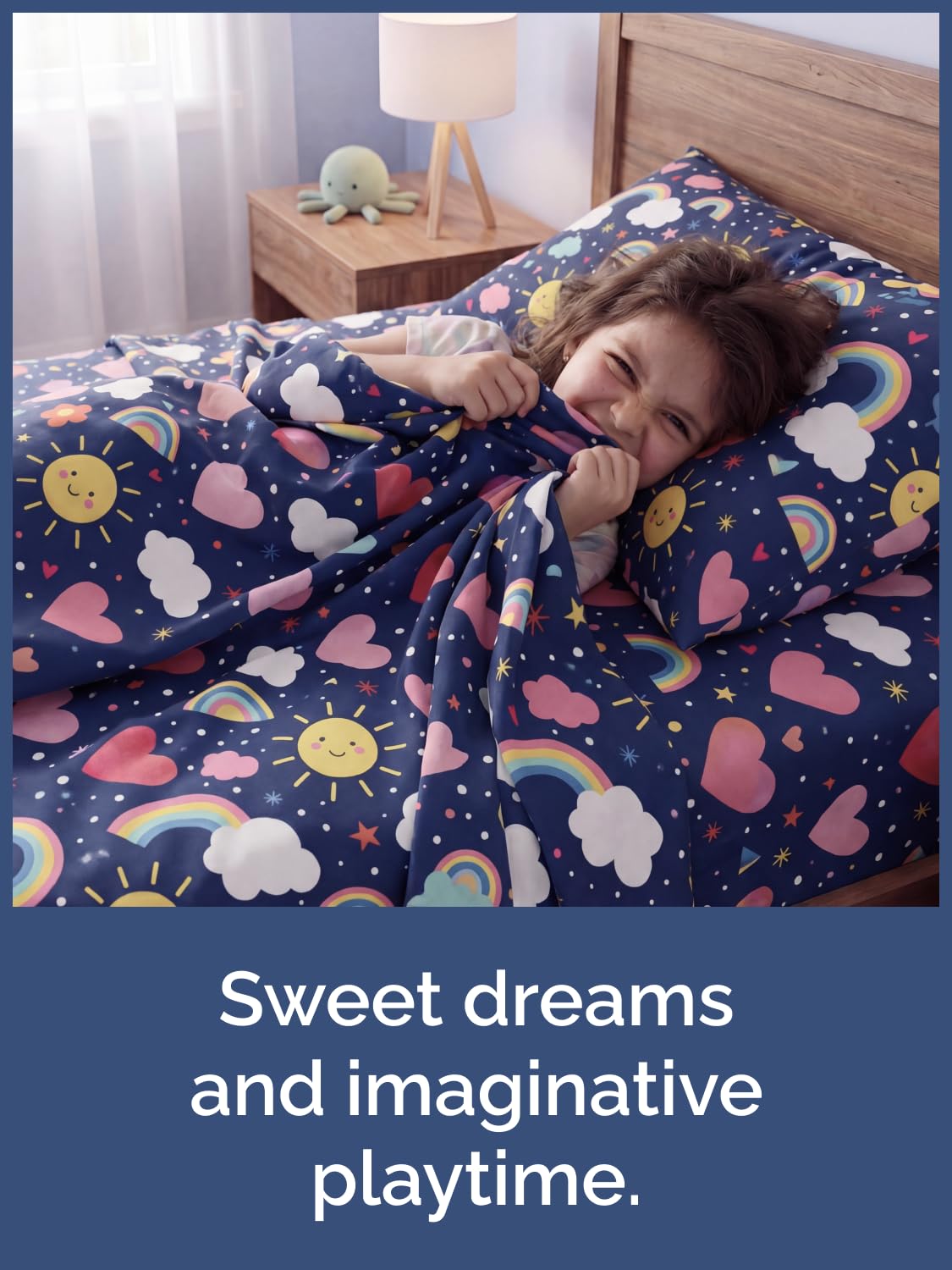 CGK Unlimited Kids Rainbow Sky Twin 3 Piece Sheet Set - Boys, Girls, Teens, Toddler - Easy Fit Deep Pockets - Soft, Cooling & Breathable Sheets - Cute, Cozy, Fade and Wrinkle Free - Machine Washable