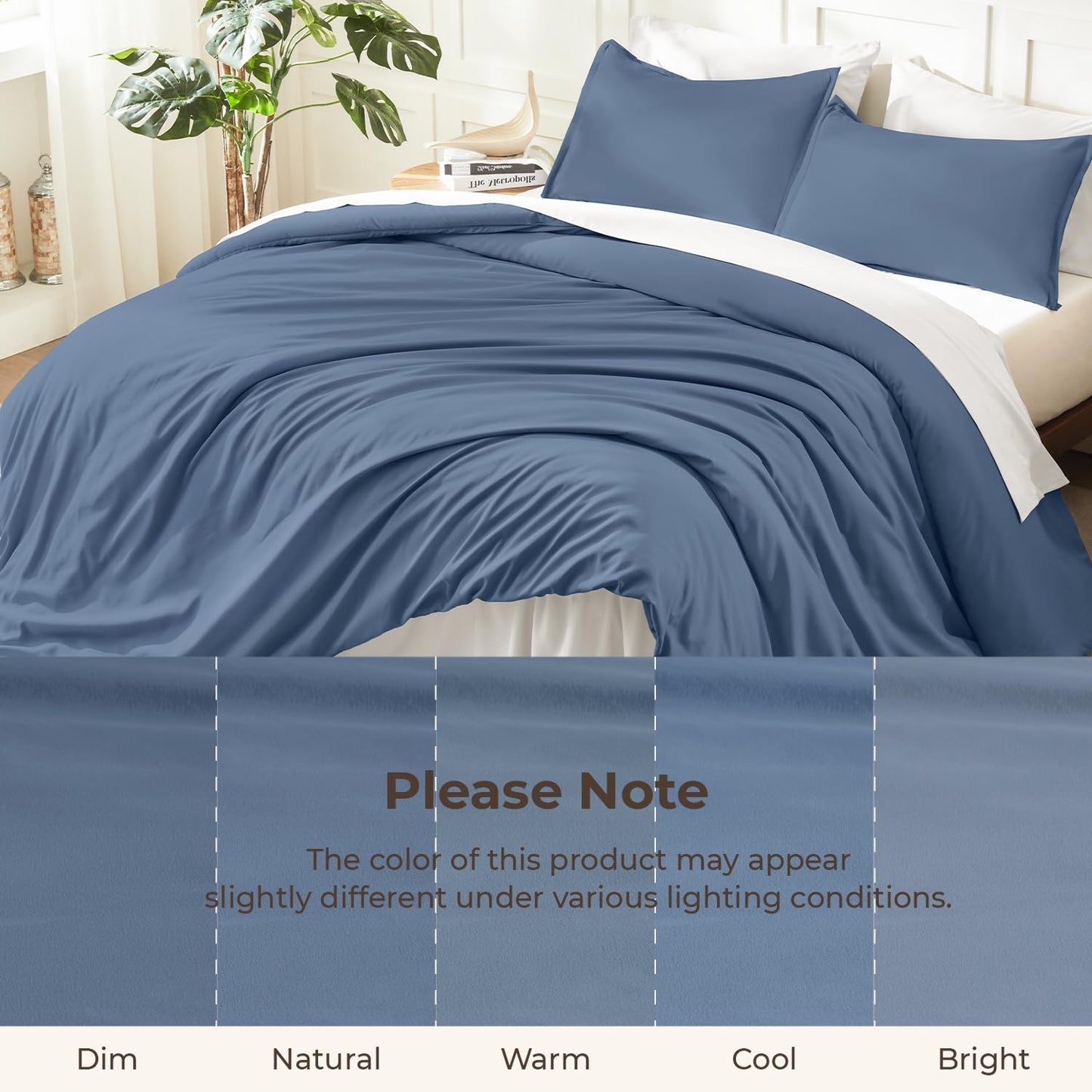 Litanika Comforters King Size Ocean Blue, 3 Pieces Lightweight Solid Bedding Set & Collections, All Season Fluffy Bed Set (104x90 Inches Comforter & 2 Pillowcases)