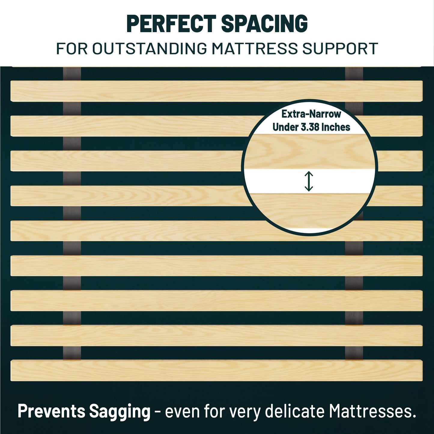 Zayton, Wooden Queen Bed Slats for Support Under Mattress – Replacement Wood Slats for Queen Size Bed Frame – Under Mattress Support Without Extra Height – 2.38 Standard Width