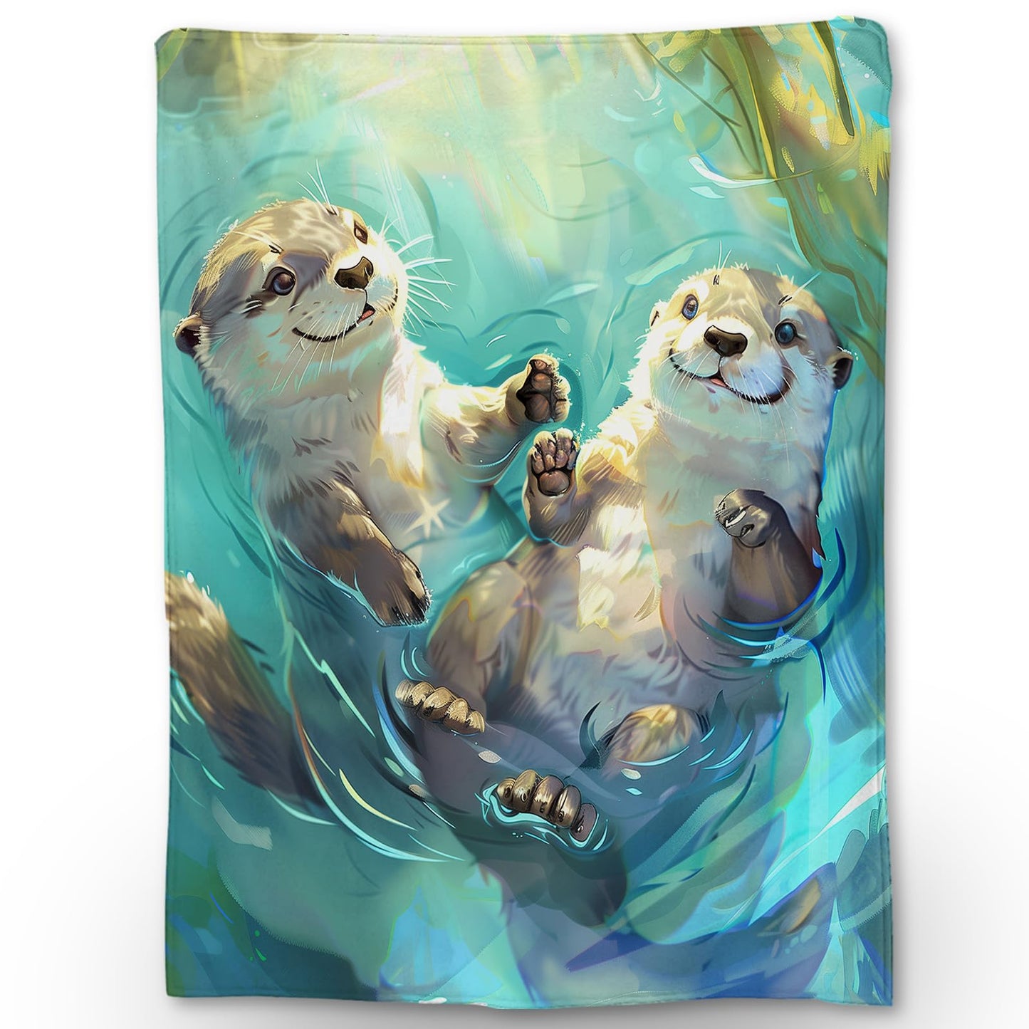 Ti Caldi Cute Swimming Otter Blanket - Soft Warm Fuzzy Flannel Throw Blanket, Cozy Lightweight Blankets for Couch, Bed, Travel & Outdoor Use, Ideal for Adults Kids Women Boys Girls 50×60 in