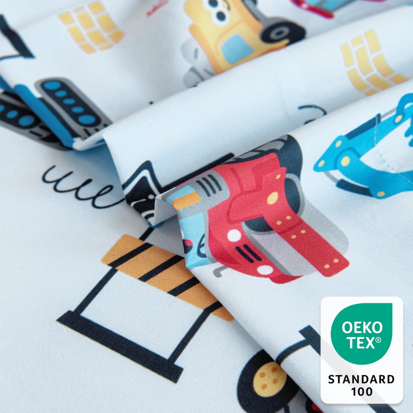 Homilay Full Sheet Set Kids - Cars 4 Pieces Soft Microfiber Cartoon Style Bedsheets for Boys Girls Teens, Oeko TEX Breathable 15 Inch Deep Pocket Sheets(Engineering Cars)