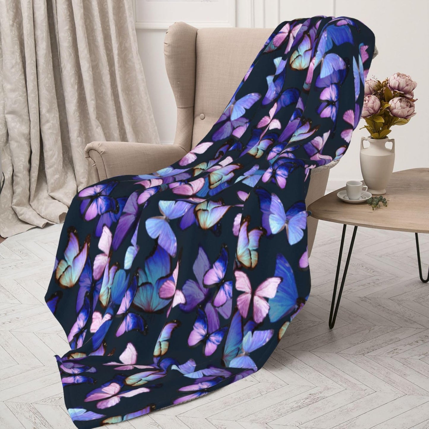 Nmbvcxz Butterfly Throw Blanket Cozy Flannel Fleece Blanket Air Conditioning Blanket for Living Rooms Sofa 50"x40"