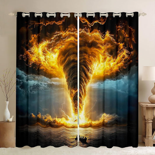 Erosebridal Tornado Curtains 38" Wx45 L for Boys,Kids Geometric Tornados Window Curtains Drapes for Teens Adults,Nature Weather Theme Room Decor for Storm Chaser