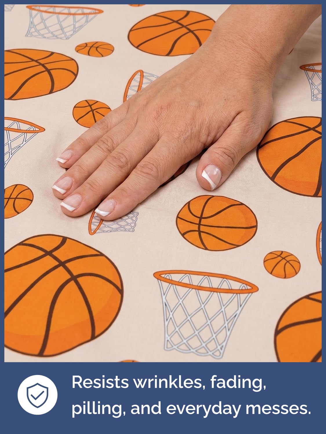 CGK Unlimited Kids Basketball Queen 4 Piece Sheet Set - Boys, Girls, Teens, Toddler - Easy Fit Deep Pockets - Soft, Cooling & Breathable Sheets - Cute, Cozy, Fade and Wrinkle Free - Machine Washable