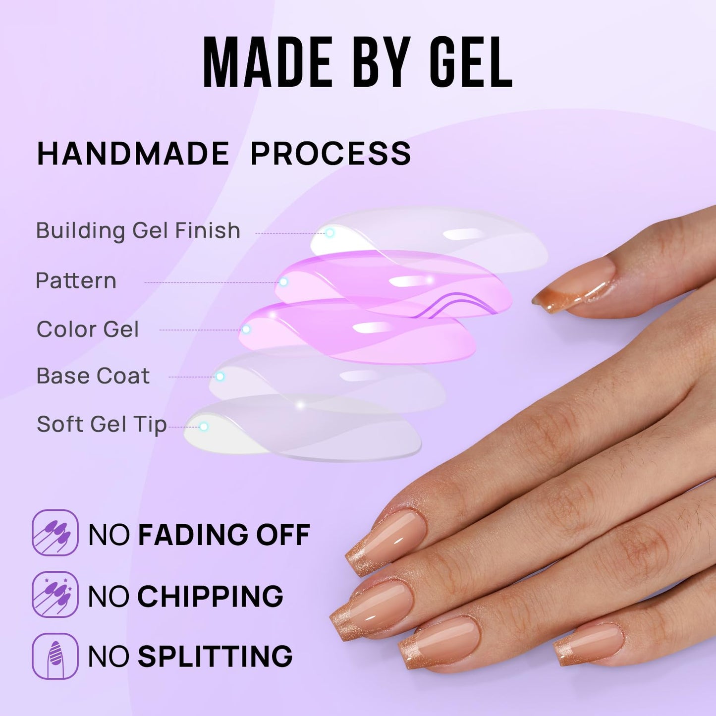 BTArtbox Press on Nails Coffin - Gold Rose French Tips Press On Nails Short for Women, Cat Eye Nail Tips, Glitter Fake Nails with Glue, Glue On Nails in 16 Sizes - 32 Nail Kit, Gold Dust