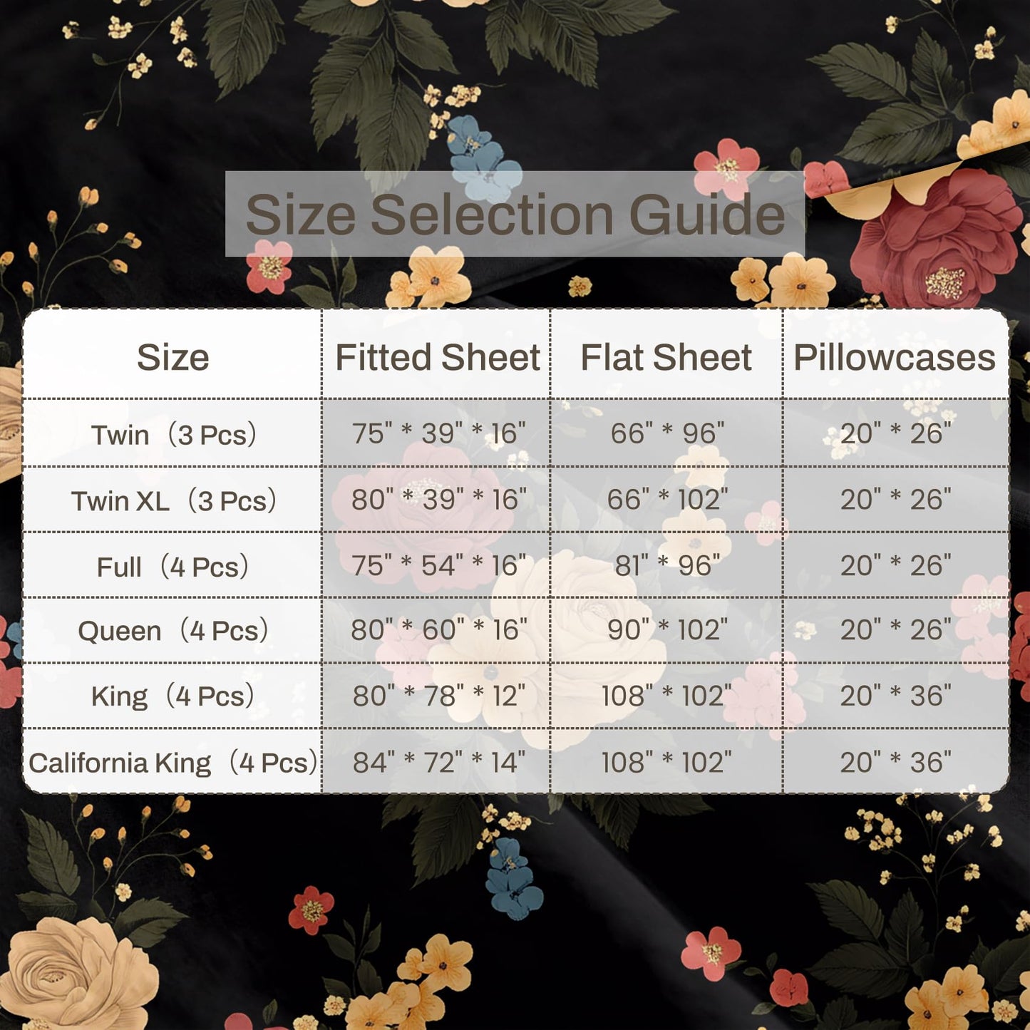 Peony Floral Bedding Set 4 Pcs Flowers King Sheets