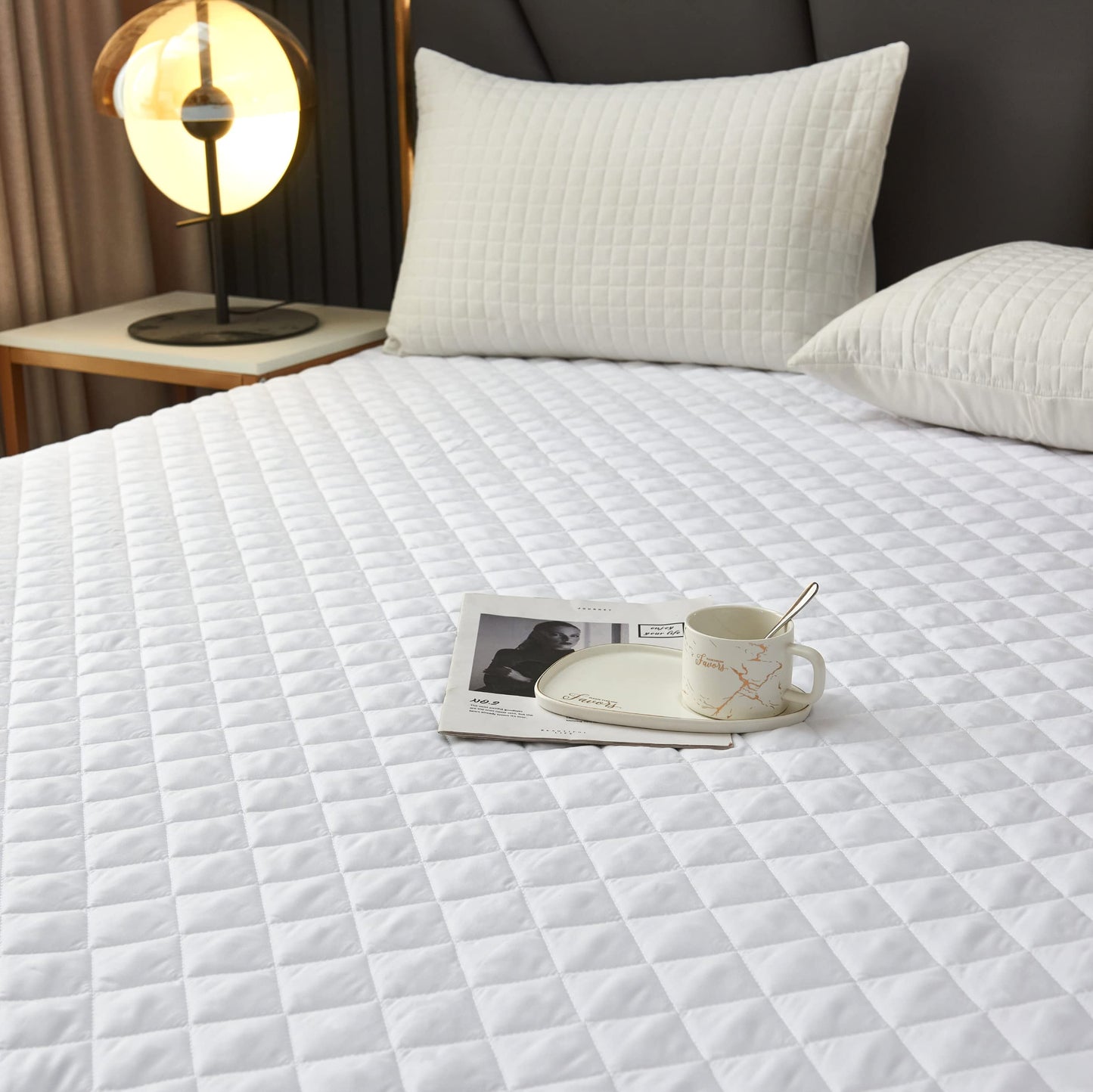 Elif Queen Size Mattress Protector, Waterproof, Quilted Cover Pad, Cooling, Soft, Comfortable, Deep Pocket, Breathable (Queen)
