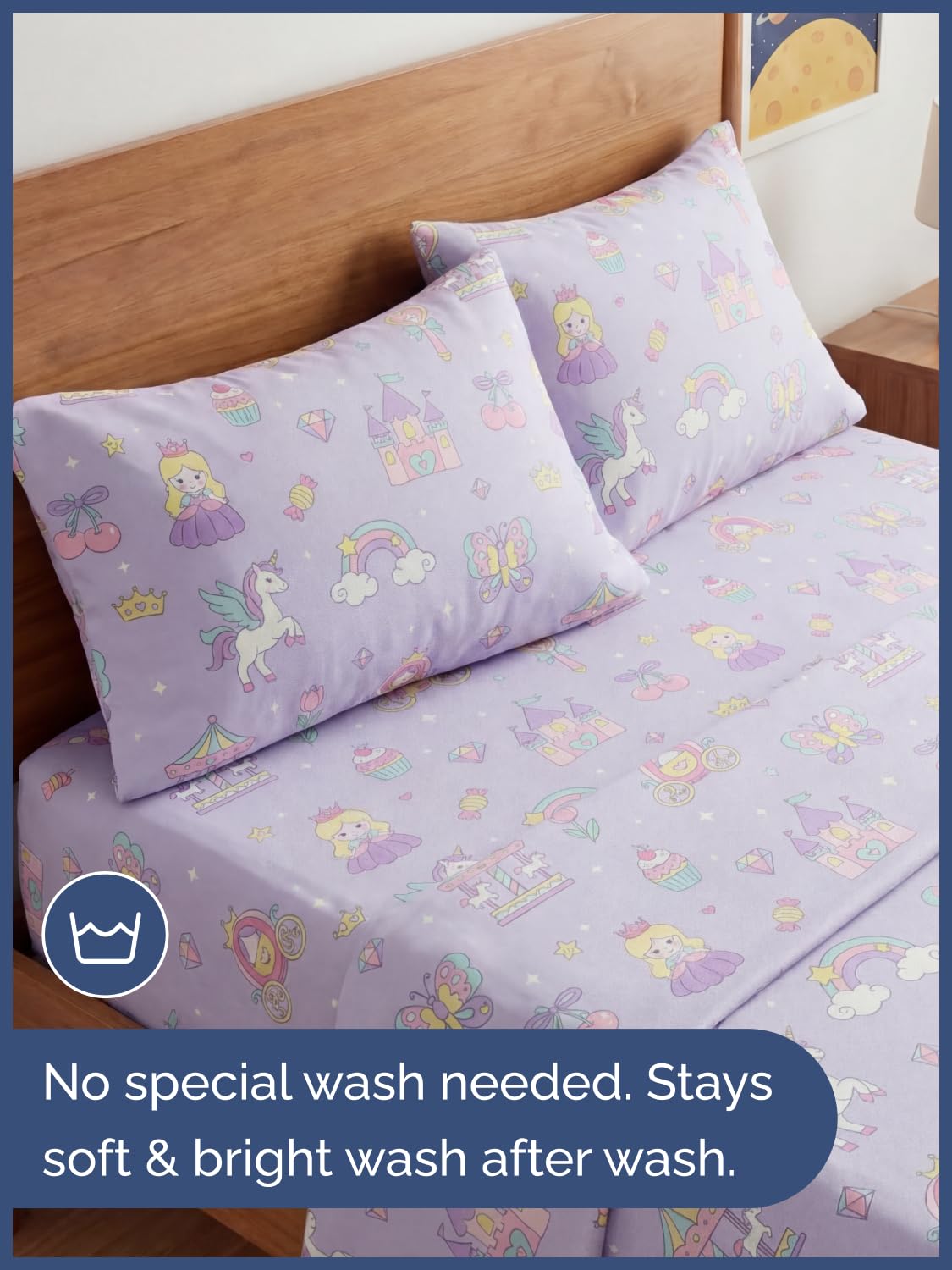 CGK Unlimited Kids Princess Dreamland Full 4 Piece Sheet Set - Boys, Girls, Teens, Toddler - Easy Fit Deep Pockets - Soft, Cooling & Breathable Sheets - Cozy, Fade & Wrinkle Free - Machine Washable