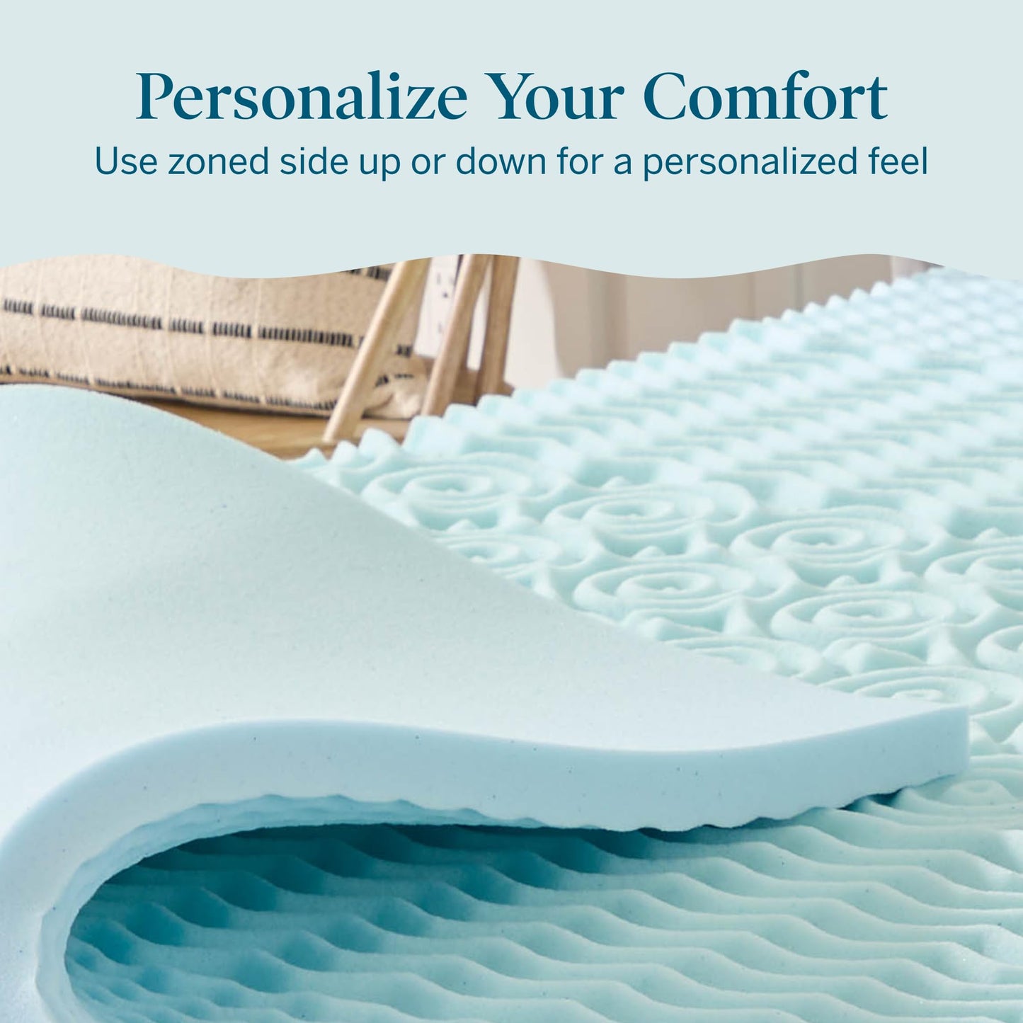 LUCID 2 Inch Gel Memory Foam Mattress Topper, King size – 5 Zones – Cooling Gel Infusion – CertiPur Certified Foam