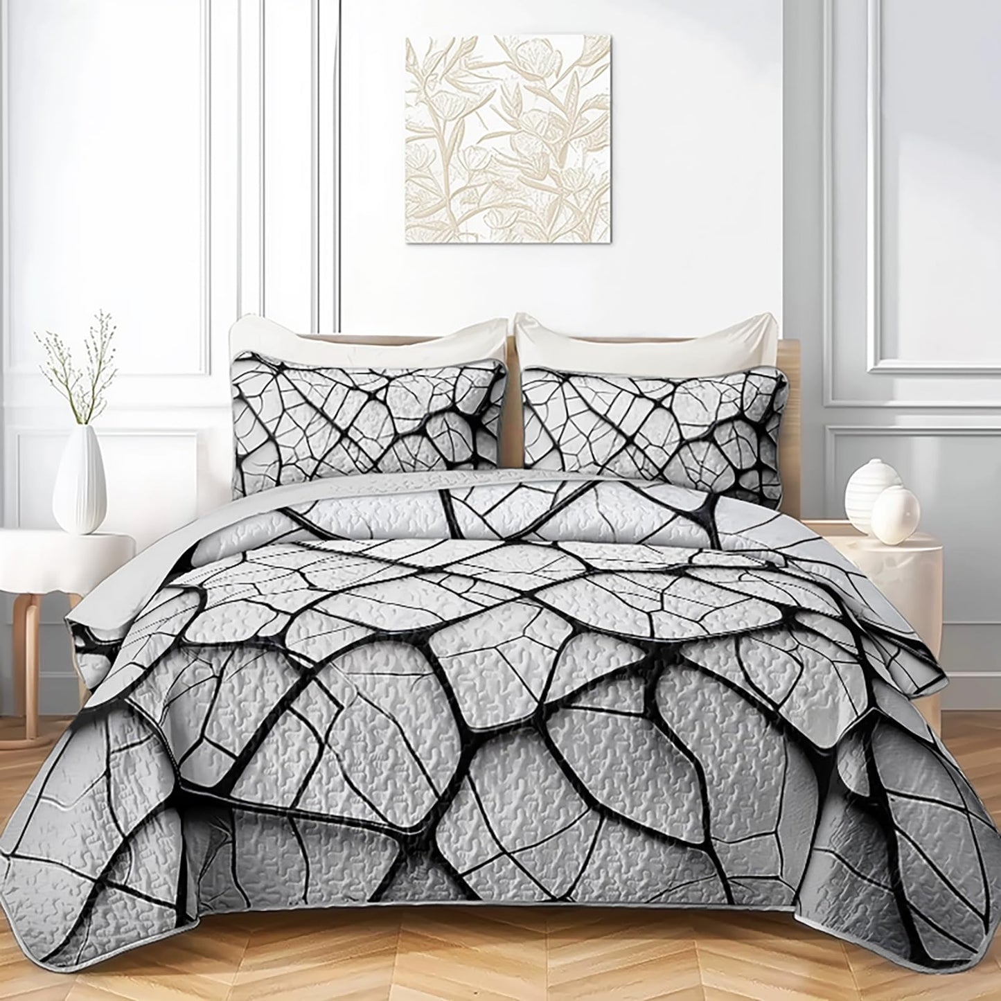 QOOMO Fragments Pattern Kids Quilt Set,Crack Print Bedding Set Twin Size,Room Decoration Soft and Lightweight for All Seasons,1 Quilt 2 Pillowcases