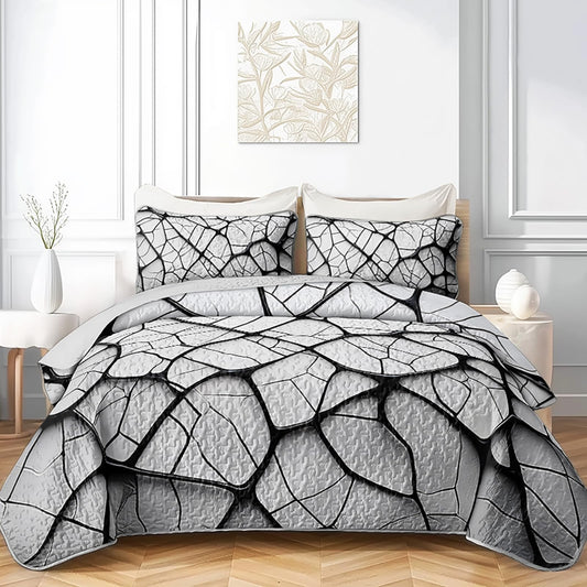 QOOMO Fragments Pattern Kids Quilt Set,Crack Print Bedding Set Twin Size,Room Decoration Soft and Lightweight for All Seasons,1 Quilt 2 Pillowcases