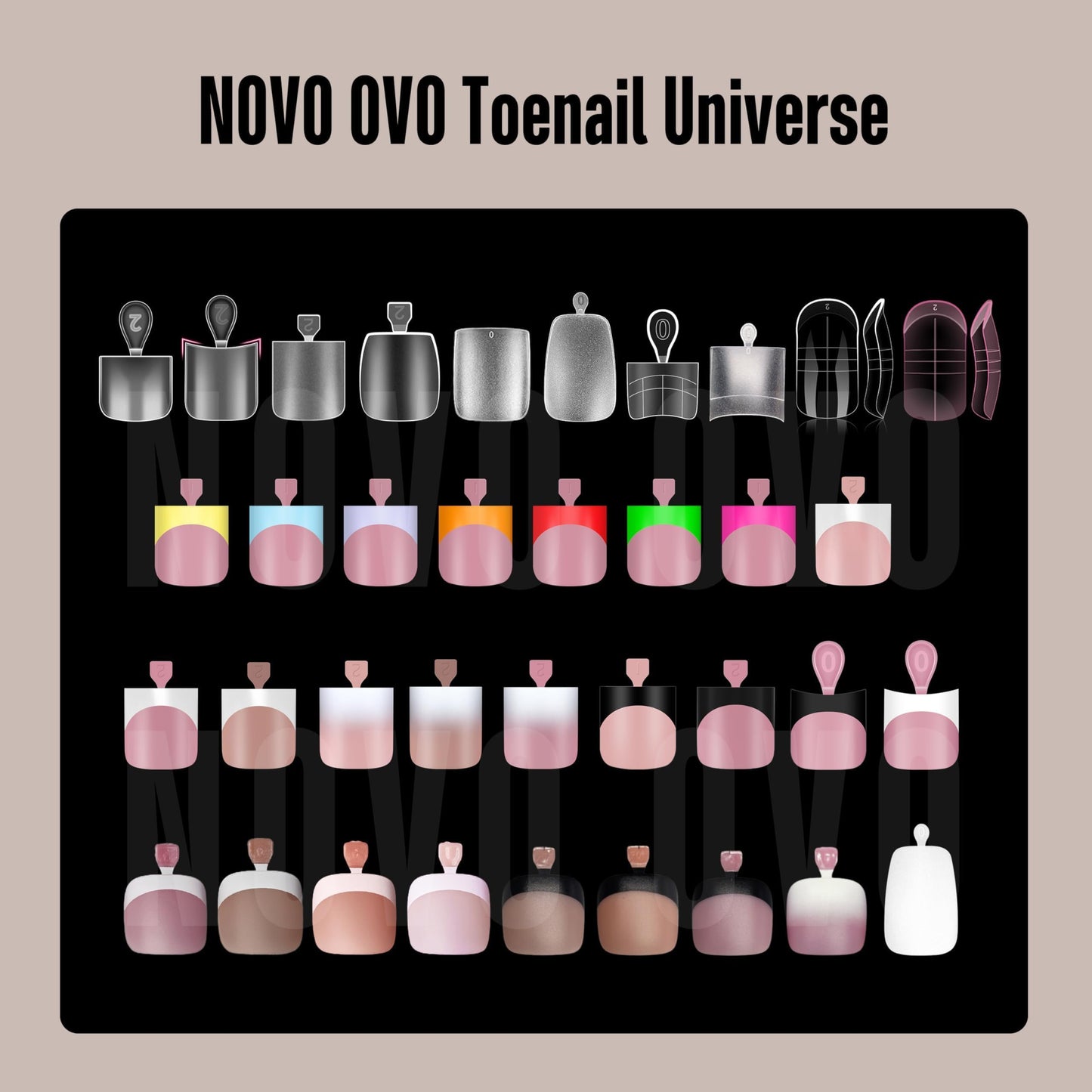 NOVO OVO Halloween Short Medium Toe Nail Tips with Moon Curve, Sharp Square Extra Thick Full cover Press on, Soft Gel False Toenail Extension Kit, Clear Matte Fake Nails DIY Pedicure x15 Sizes 330 Pcs