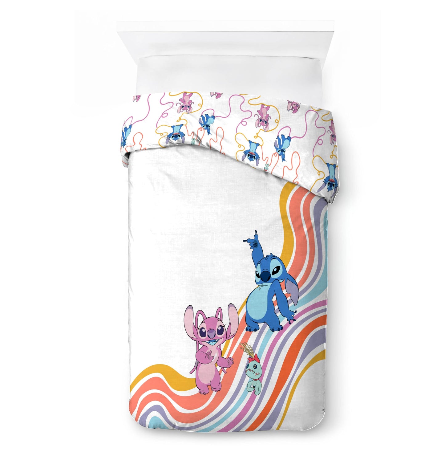 Jay Franco Duvet Cover Set – 2 Piece Comforter Cover and Sham Set, Super Soft Cozy Kids Bedding (Insert Not Included) White - Lilo and Stitch, Twin