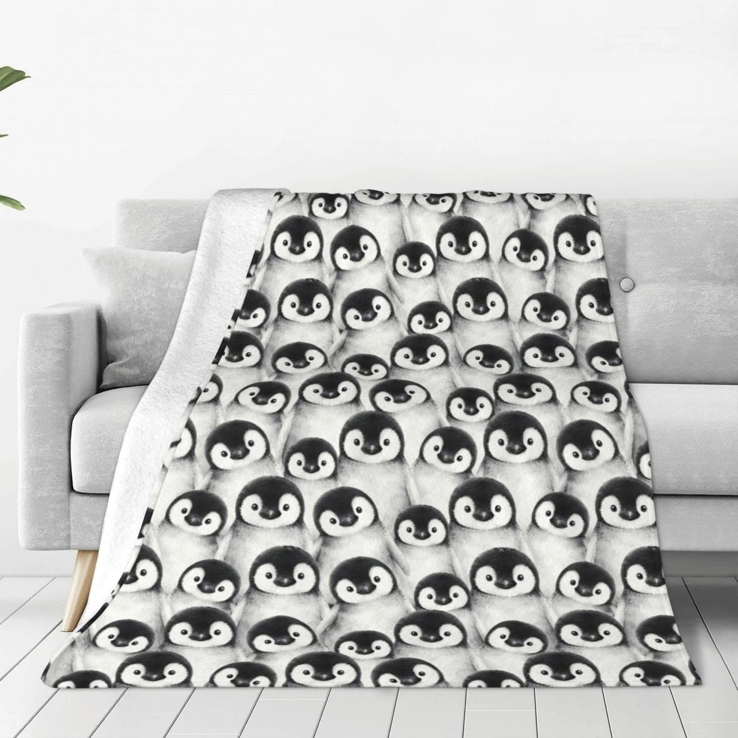 Penguin Throw Blanket Soft Cozy Plush Warm Fleece Blanket for Sofa Couch Bed 60"X50"