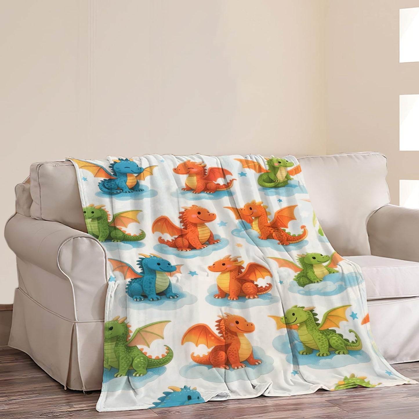 Dragon Blanket Dragon Gifts for Women Girls Cute Throw Blanket for Dragons Lover Soft Flannel Cozy Fleece Fuzzy Plush Warm Bedding Stuff for Kids Adults 40 x 50 Inch