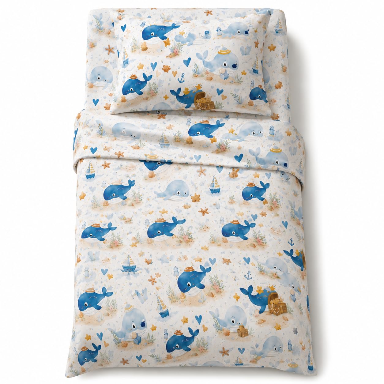 YIYEA 100% Cotton Kids Sheets, Ultra Soft Cozy Cute Bed Sheets Set for Girls, Boys, Teens, 16" Deep Pocket, 3PC, Twin