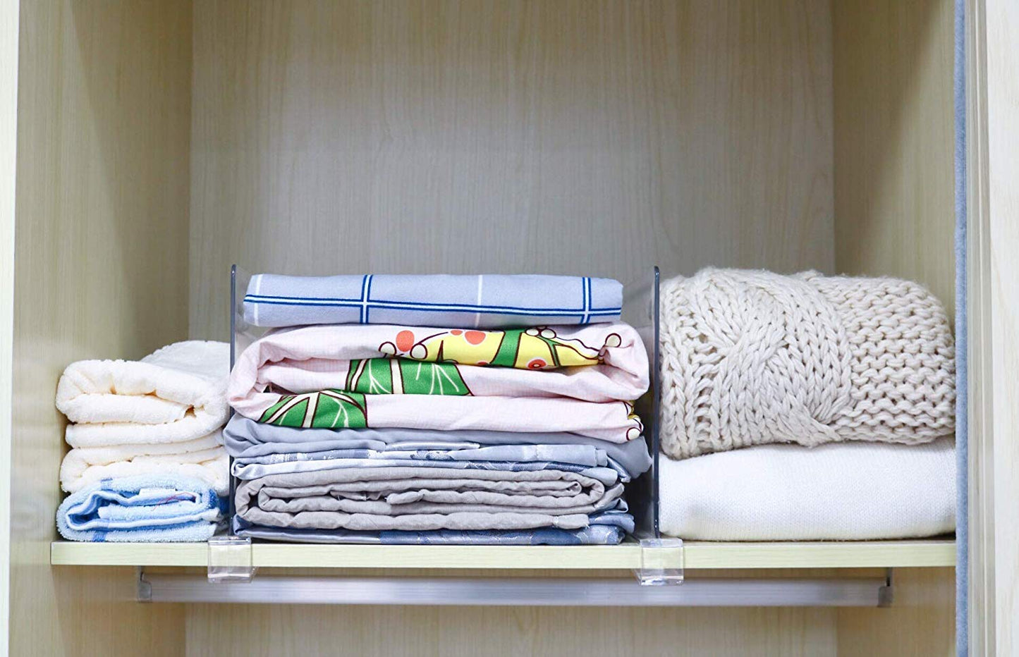 CY craft Acrylic Shelf Divider,Wood Shelf Dividers,Clear Closet Shelf Separators Clothing Organizer Perfect for Bedroom Shelving Organization and Kitchen Cabinet Shelf Storage,6 PCS