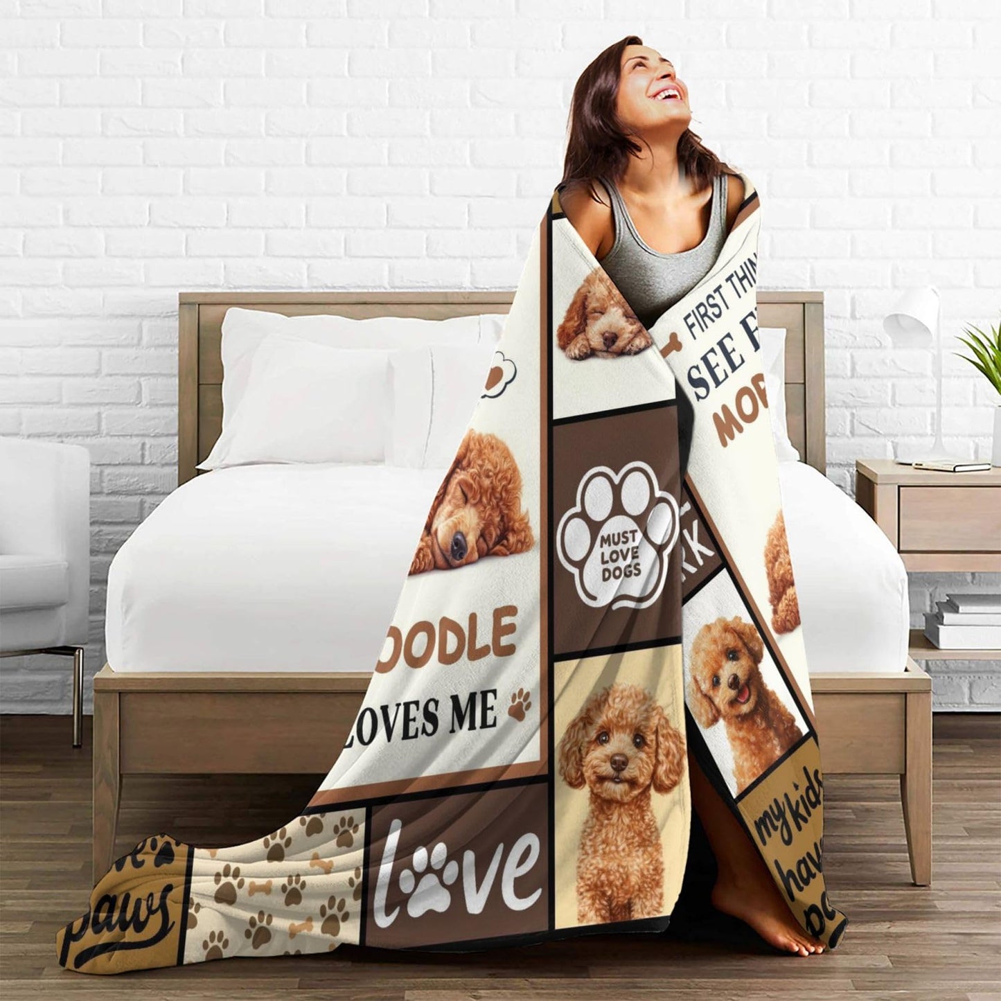 Lovira Poodle Throw Blanket Dog Print Blankets Gifts for Couch Sofa Bed Stuff Decor Lightweight Soft Cozy Fleece Plush Warm Flannel Bedding for Lover Men Women 40"x50"
