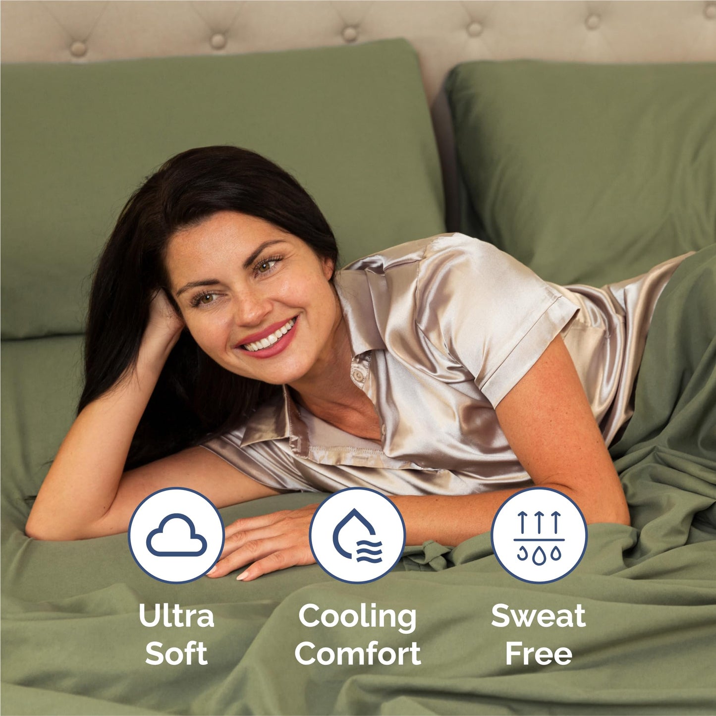 Split King Size 5 Piece Sheet Set - Comfy Breathable & Cooling Sheets - Hotel Luxury Bed Sheets for Women & Men - Deep Pockets, Easy-Fit, Soft & Wrinkle Free Sheets - Sage Green Oeko-Tex Bed Sheet Set