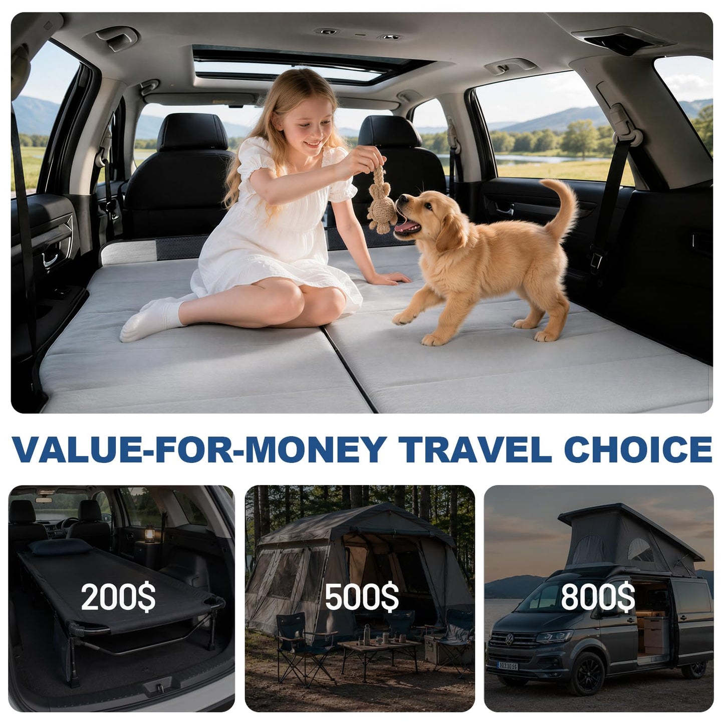 SXMMXS Car Camping Mattress for Hyundai Palisade, No Inflation Needed, Foldable Foam Trunk Bed, SUV Air Mattress Alternative for Travel Sleeping, Ideal for Camping Essentials and Road Trips, Gifts