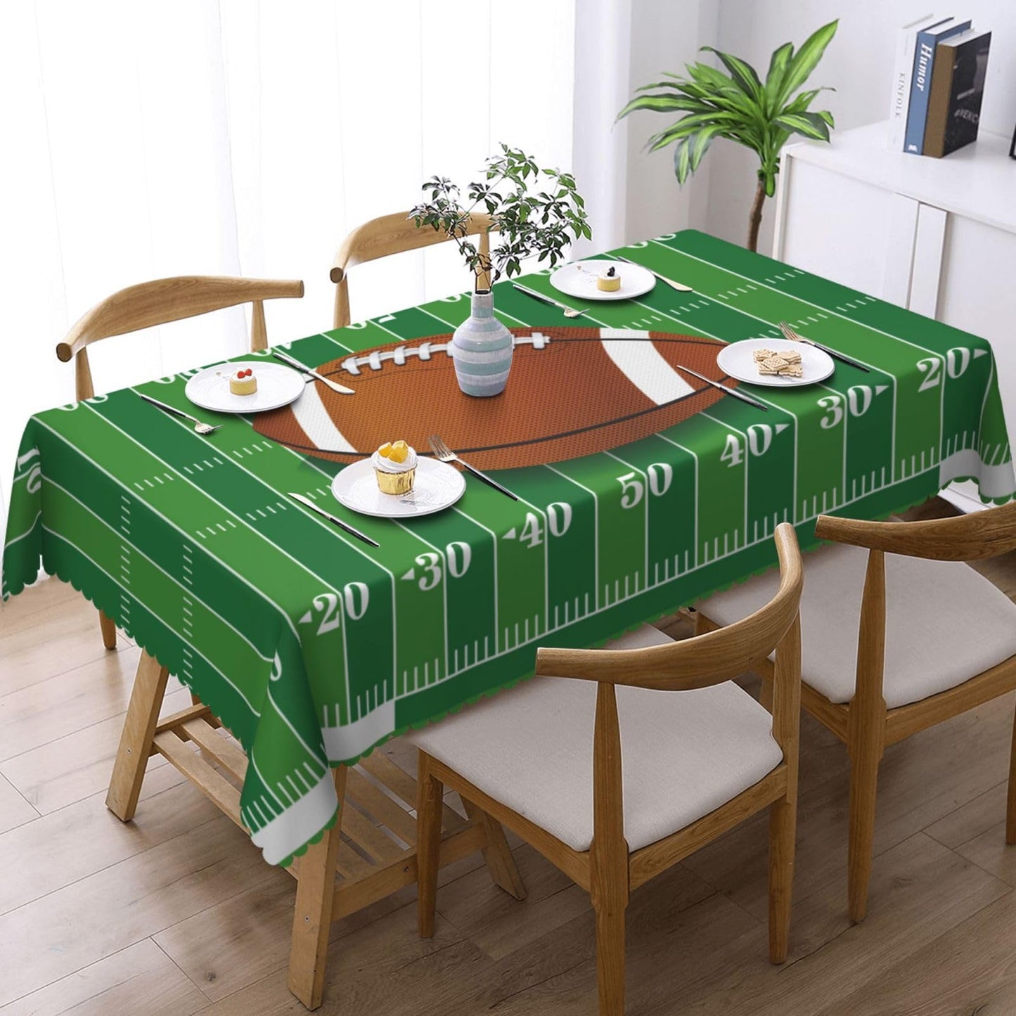 LORCARVIS Football Tablecloth Football Field Polyester Rectangle Table Cloth Washable Seasonal Tabletop for Kitchen Dinning Party Outdoor Picnic 54 x 72 Inch Tablecloths