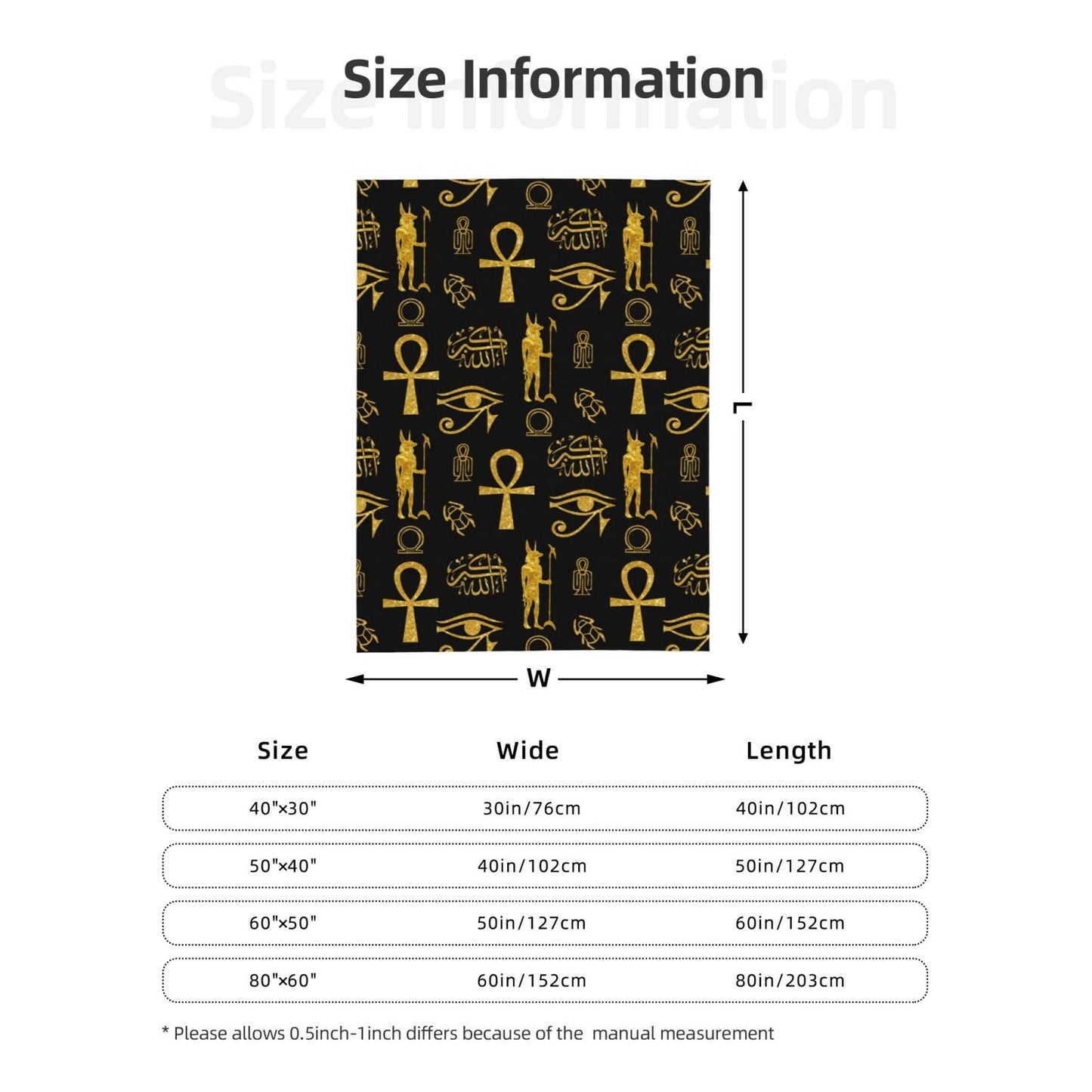 Ancient Egyptian Ankh Cross Gold Allahu Akbar Anubis Blankets for Mens Womens Boys Girls Gifts 60X50 Inches Ultra-Soft Warm Lightweight Bedding Throw for Bed, Sofa, Couch
