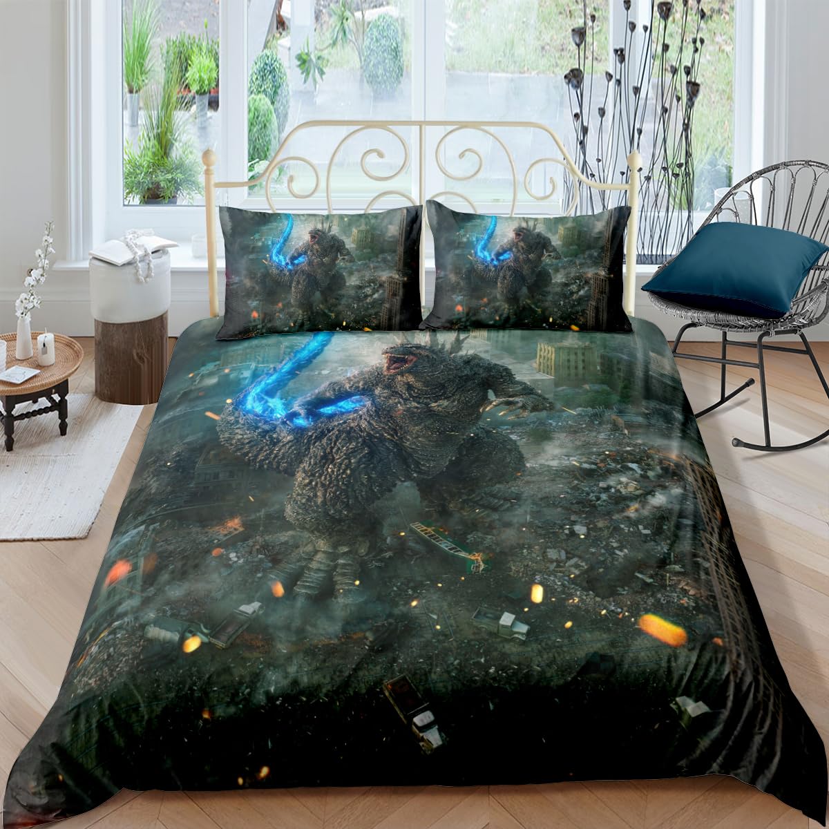 sonicpony Duvet Cover Set Twin Full Size Dinosaur Comforter Cover Bedding Set 3D Cartoon Printing Microfiber 1 Piece Quilt Cover with Zipper Closure 2 Pieces Pillow Shames No Comforter (Dino34, Twin)