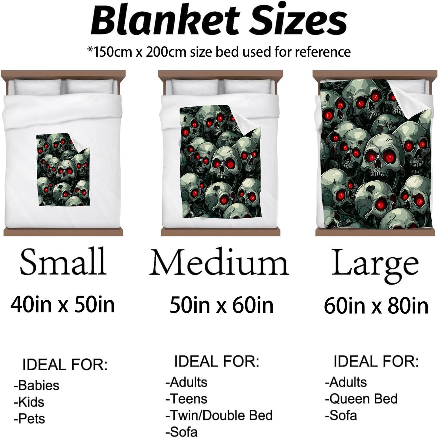 Kibue Skull Theme Blanket - Lightweight, Soft & Cozy Flannel Plush Throw Blanket for Travel, Sofa, Bedroom, Office - Warm Decor for Adults Kids Women 60"×50"