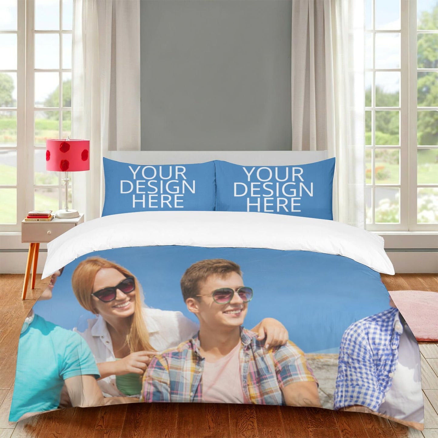 Custom Comforter Set Your Own Name Logo Text Personalized Cover Sets with 2 Pillowcases Customizable Gifts for Family 90'x104'/228x264cm