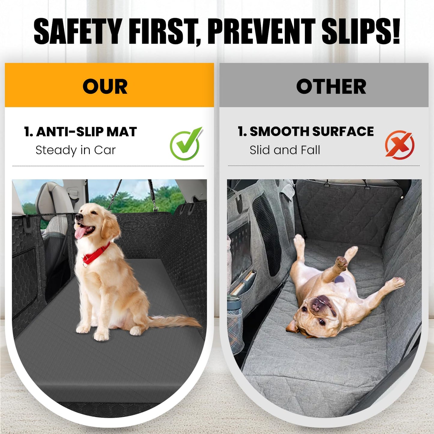 ESCRODOI Dog Car Bed for Back Seat Cover, Supportive Foam Pet Mat Cushion for Car Backseat Extender with Removable Cover, Common Size for Sedan, SUV & Truck, Easy Clean