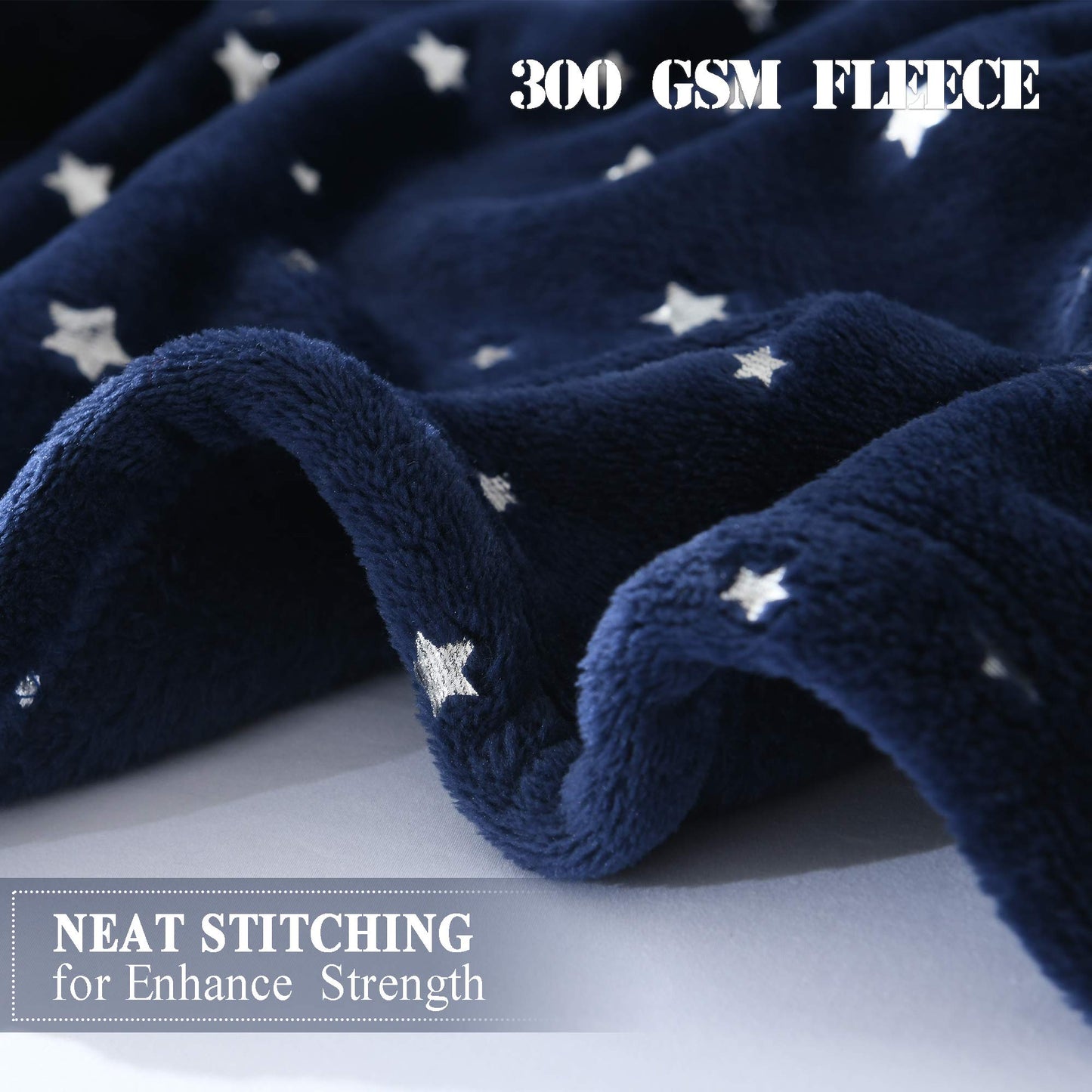 NANPIPER Throw Blanket, Ultra Soft Thick Microplush Bed Blanket, All Season Premium Fluffy Microfiber Fleece Throw for Sofa Couch Throw (50"x65", Navy Blue)