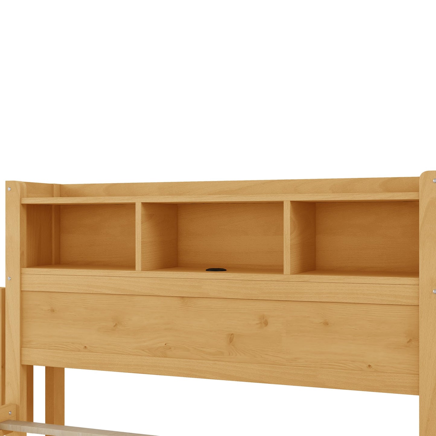 KEIKI Full Size Wood Platform Bed Frame with Storage Headboard & Pull Out Storage Cabinet & 2 Drawers, Modern Bed with Solid Slats & Socket, No Box Spring Required, Easy Assembly, for Bedroom, Natural