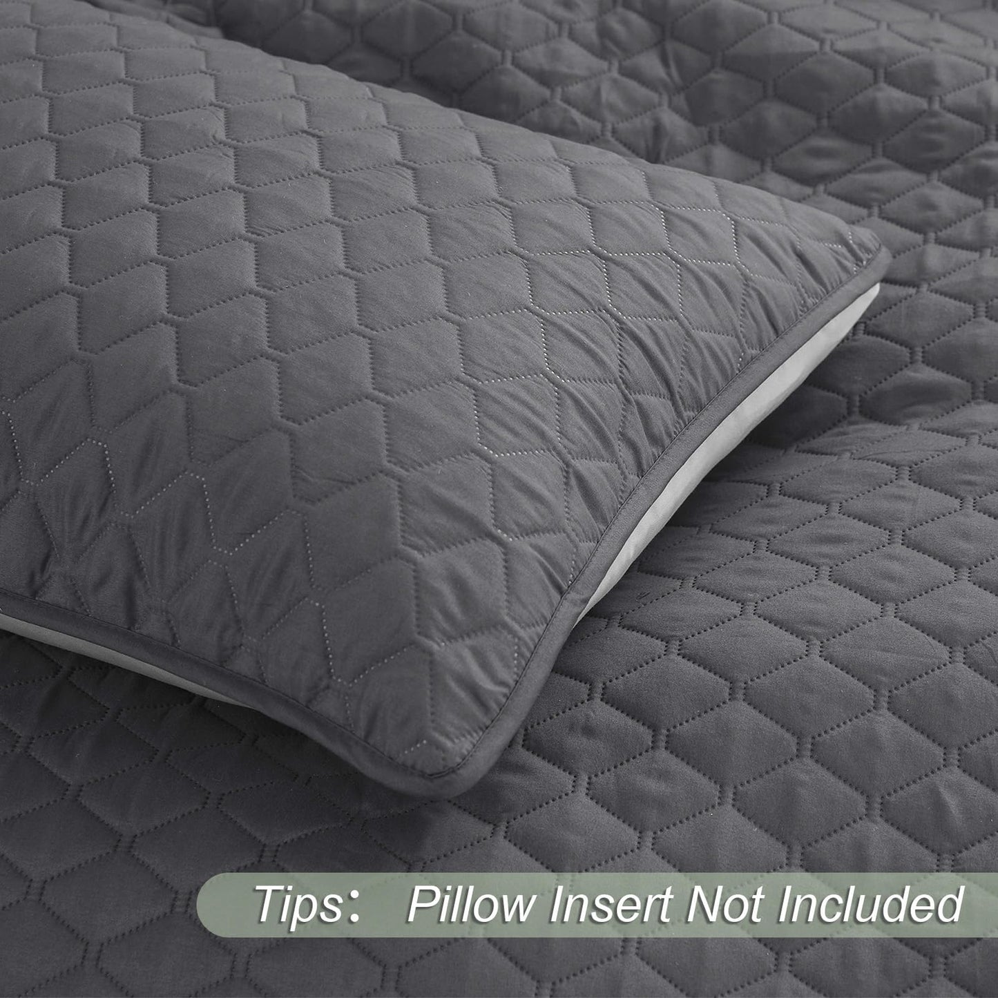 Exclusivo Mezcla Reversible King Size Quilt Bedding Set with Pillow Shams, Lightweight Quilts King Size, Soft Bedspreads Bed Coverlets for All Seasons - (Grey, 104"x96")