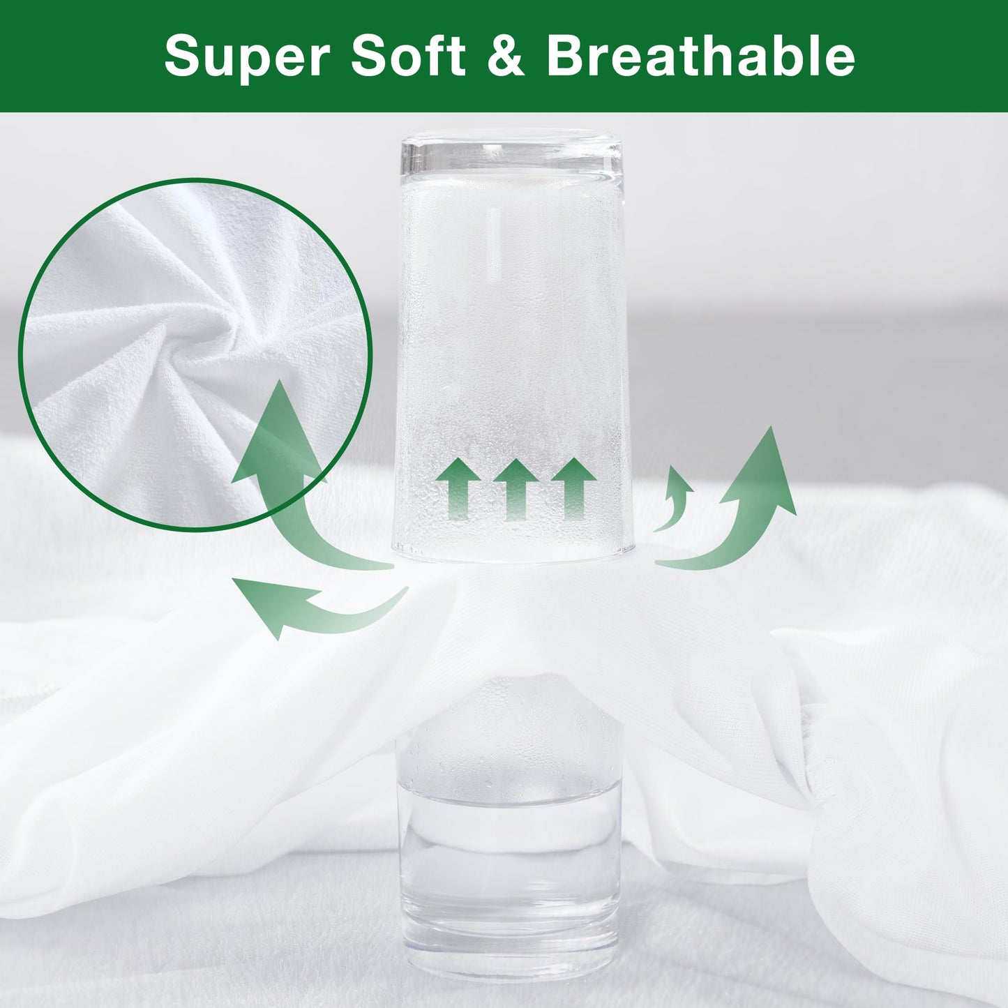KUTUU Waterproof Mattress Protector, Extra Soft Twin Size Waterproof Mattress Protector, 6-16 Inches Depth, Elastic Skirt Design