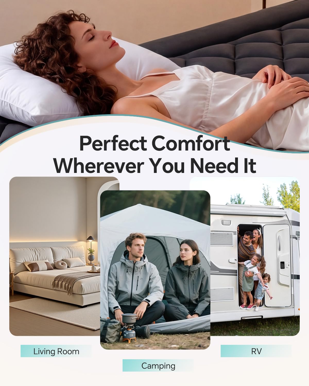 ChiXpace Dual Layer 4 Inch Memory Foam Mattress Topper Queen - 2 Inch Gel Memory Foam and 2 Inch Pillow Top Mattress Pad, 7-Zone Egg Crate 2-in-1 Design (Black-White)
